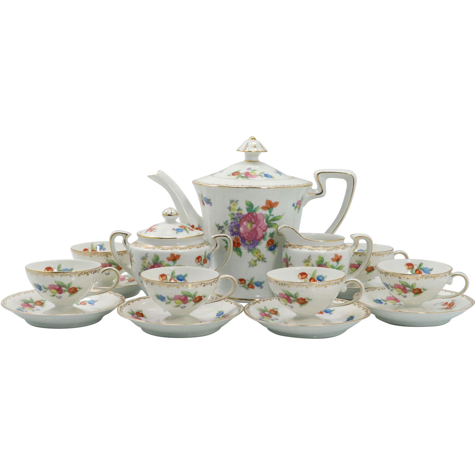 15 Pc NORITAKE Hand Painted Floral DRESDLINA Tea Set (1 of 10)