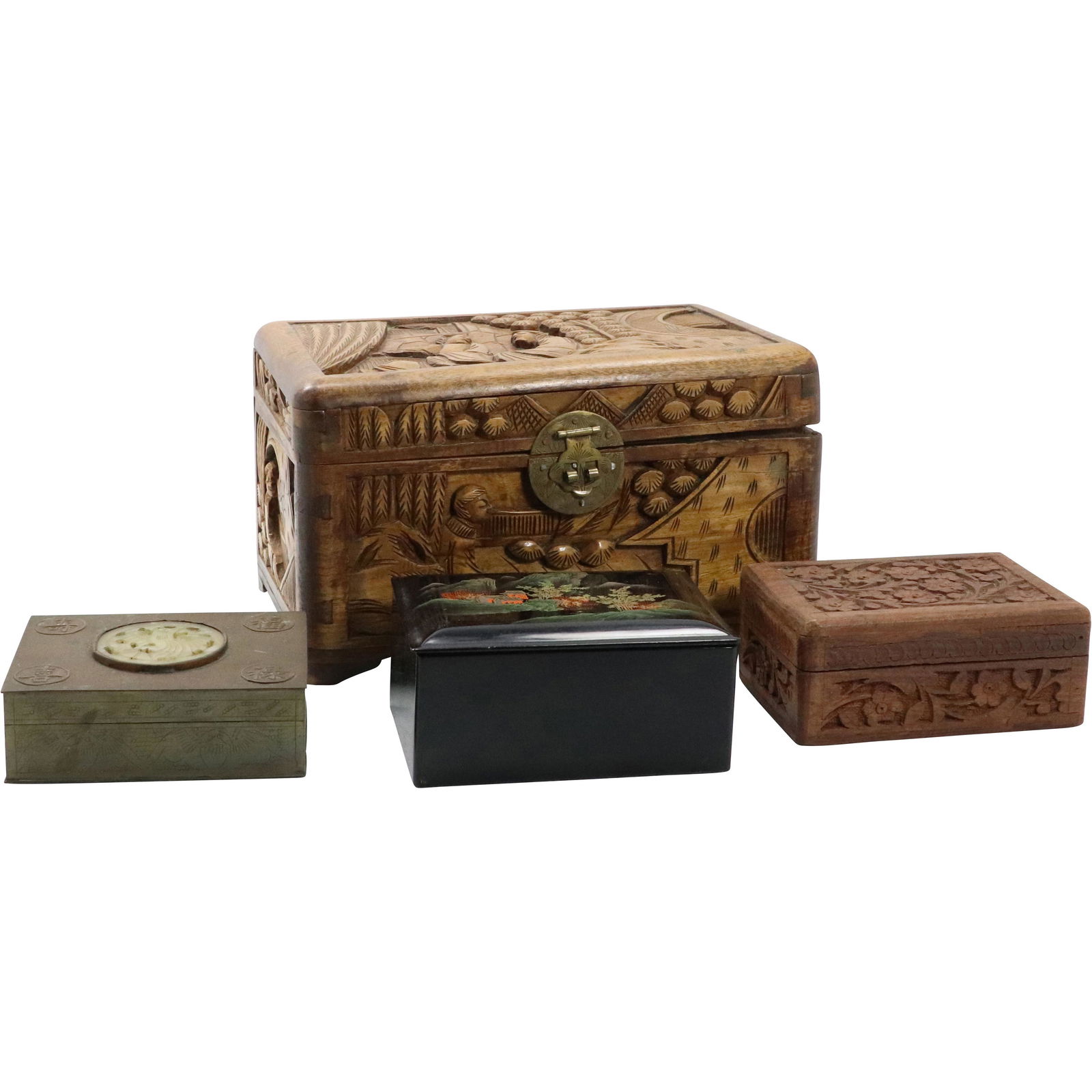 Group Lot 4 Asian Oriental Boxes, 1 is 3 Graduated Size (1 of 11)