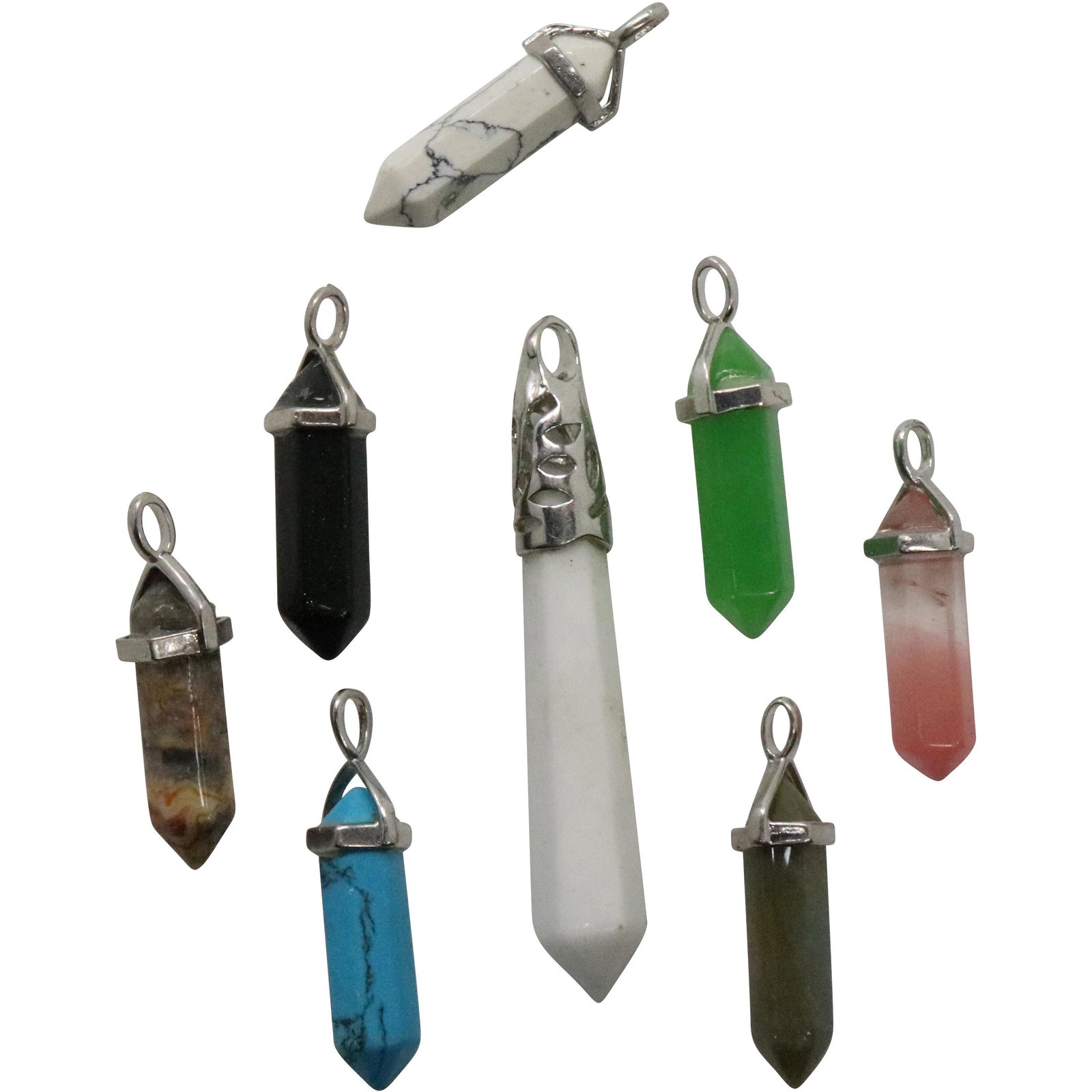 8 Pendants: Jade Agate Turquoise Rose Quartz Black Onyx (1 of 8)