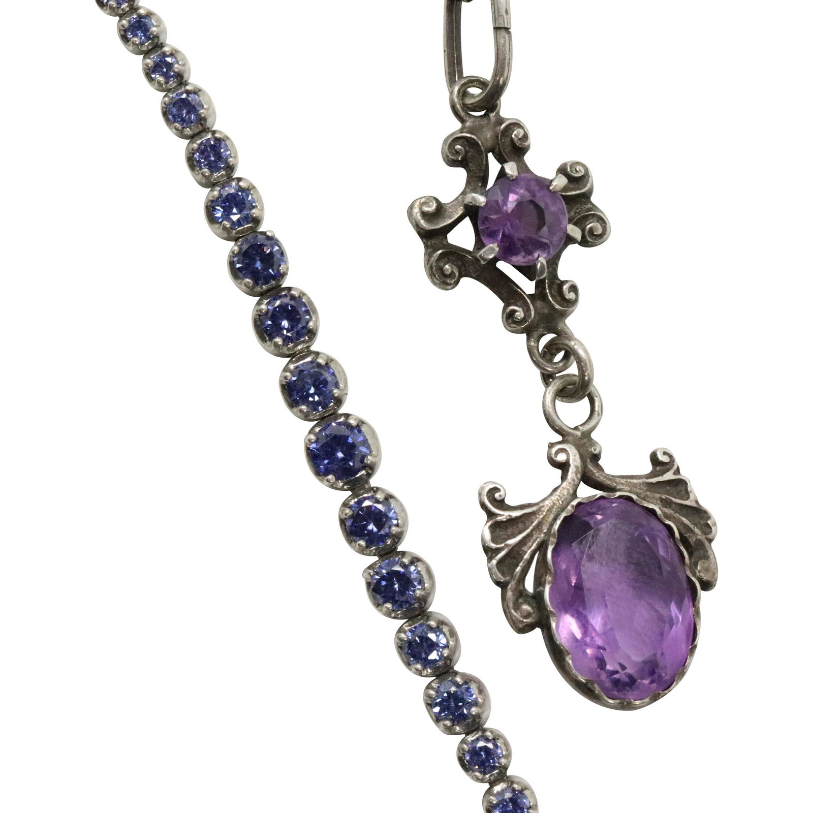 .925 Sterling Tanzanite Double Chain Bracelet; Lavalier (1 of 10)