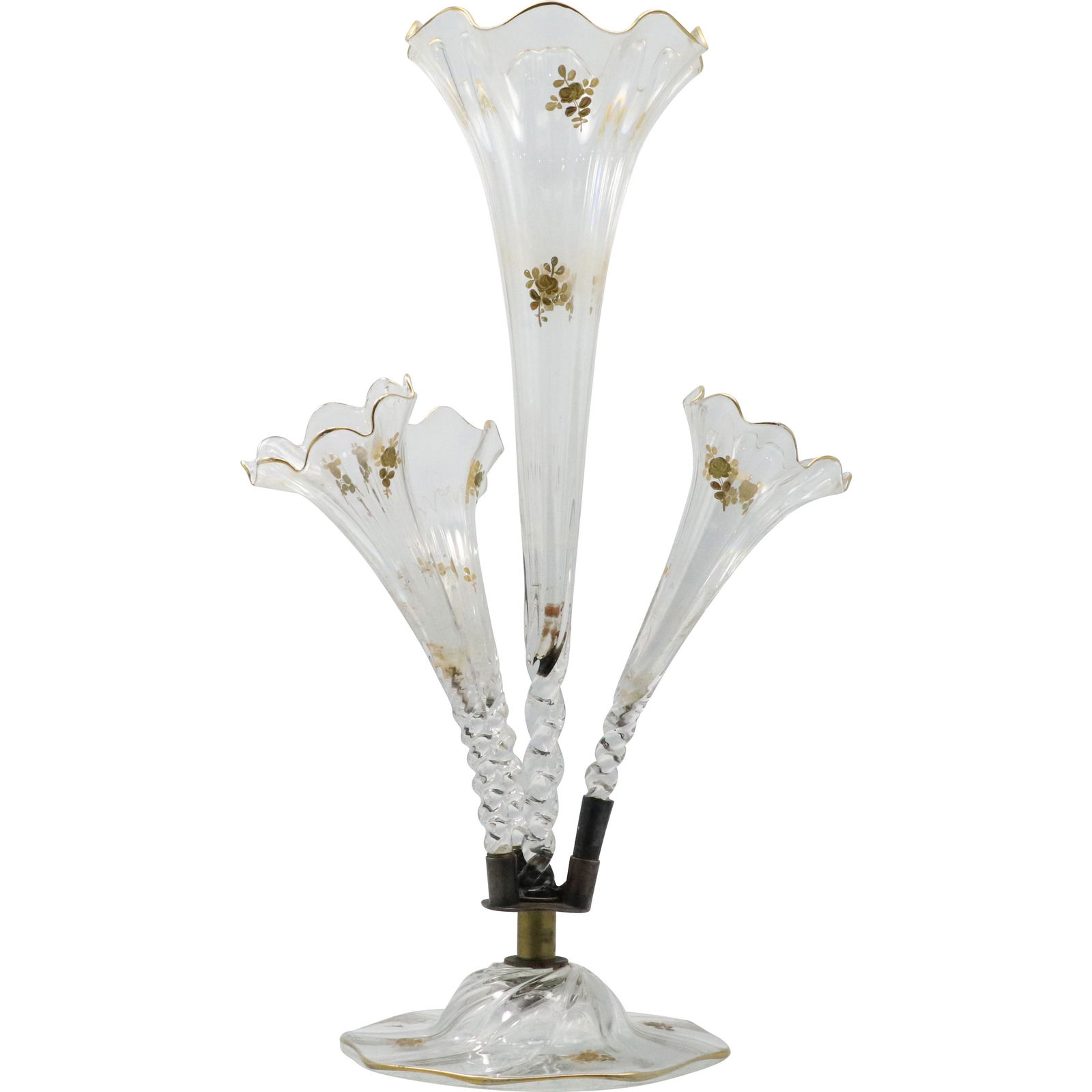 Victorian Glass Epergne Centerpiece with Gold Accents (1 of 8)