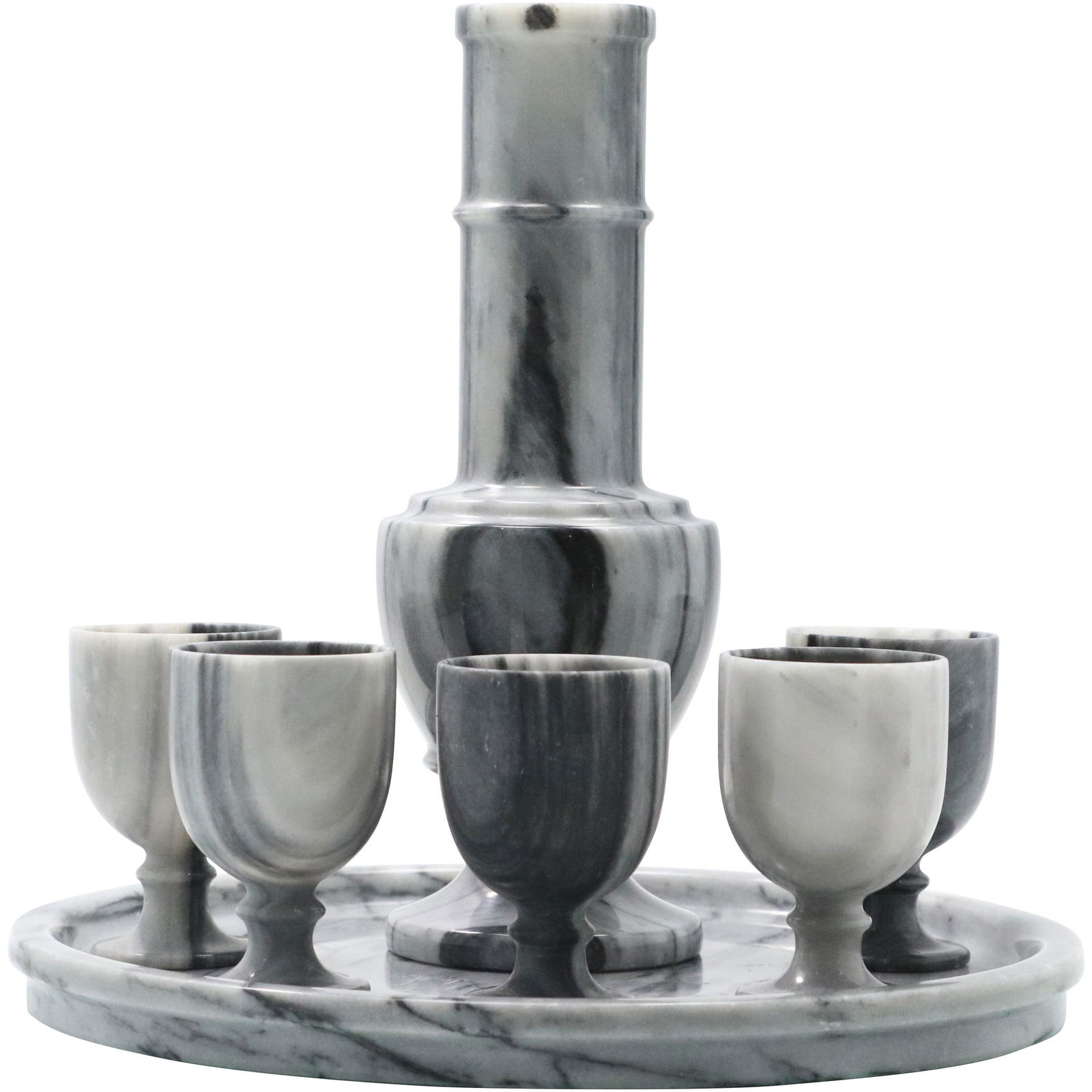 Unique Marbleized Stone Liquor Decanter, Cordials, Tray (1 of 9)