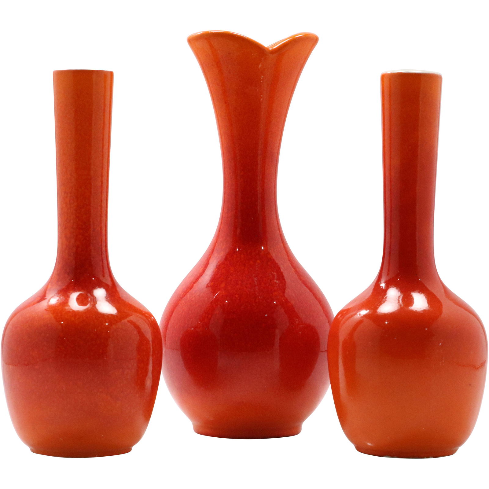 3  Royal Haegar Mid-Century Bright Orange Ceramic Vases (1 of 8)