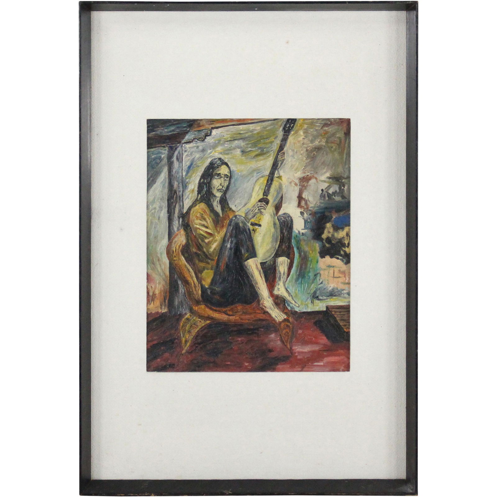 Edward Auble, Oil/b Mid-Century Figure Playing Guitar (1 of 12)