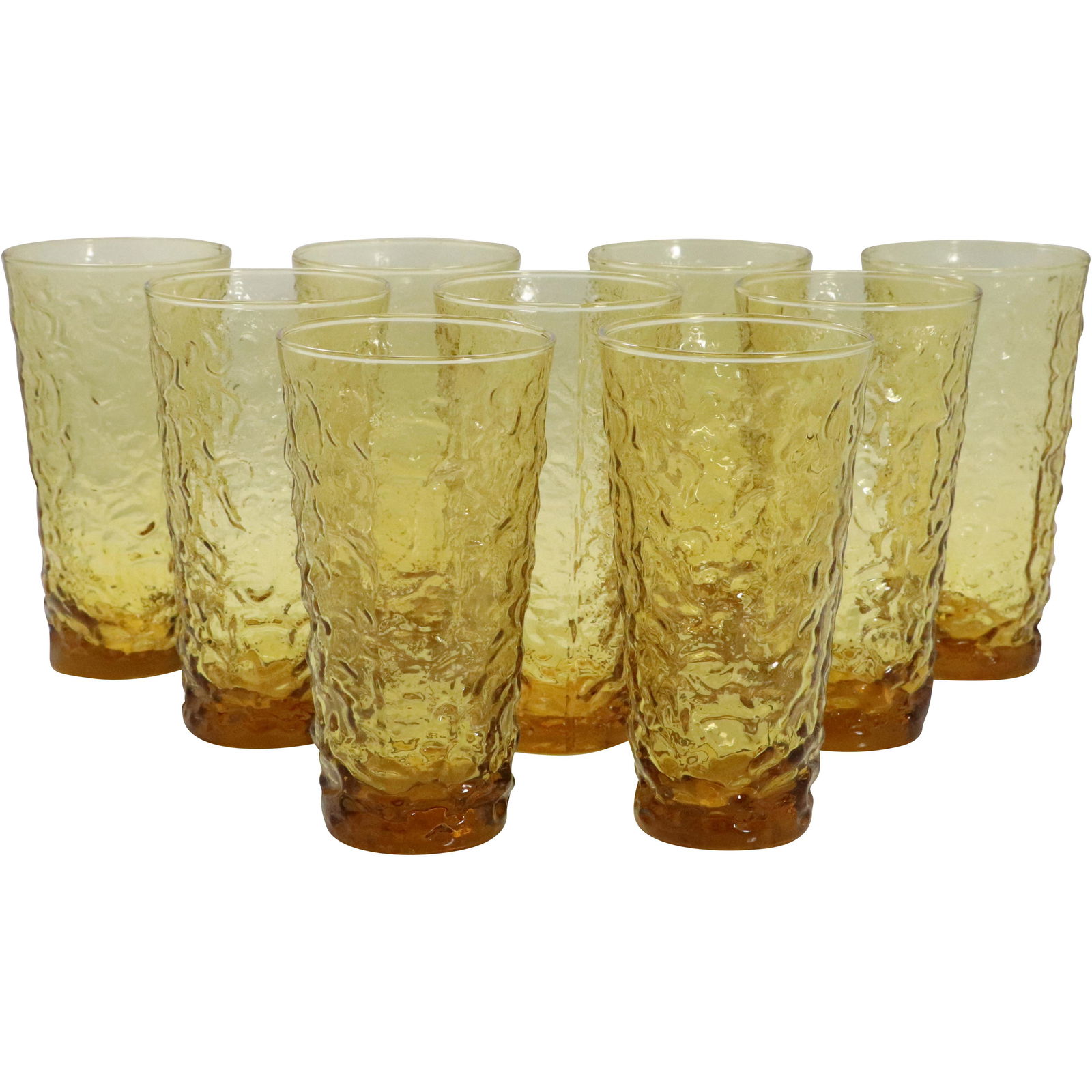 9 Yellow Crackle Glass Tall Lemonade Glasses (1 of 8)