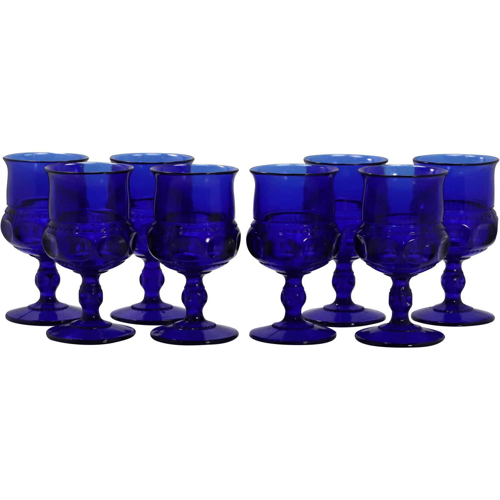 [8] Elegant Cobalt Blue Glass Stemmed Goblets (1 of 6)