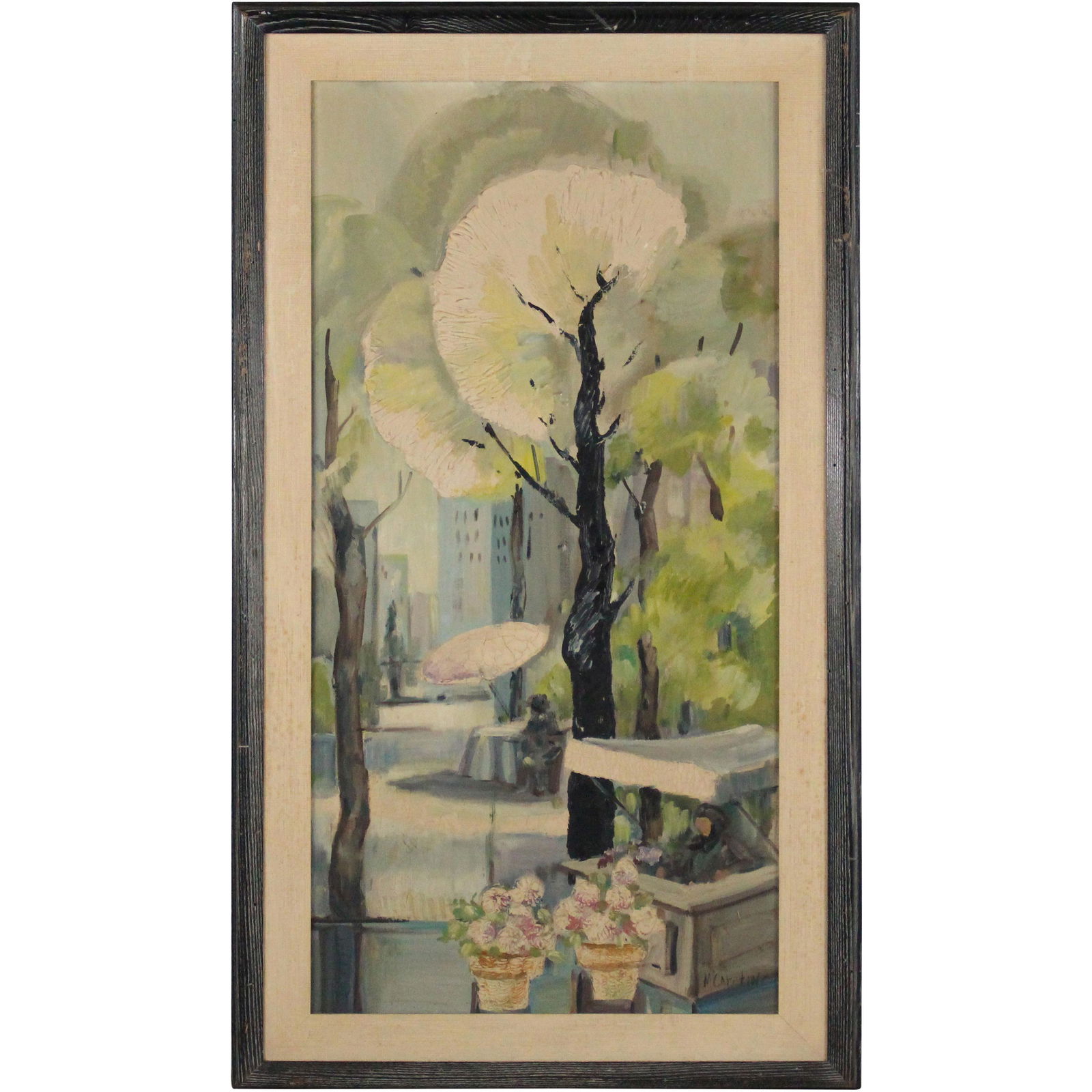 M Christin, Central Park NYC Flower Vendors Painting (1 of 12)