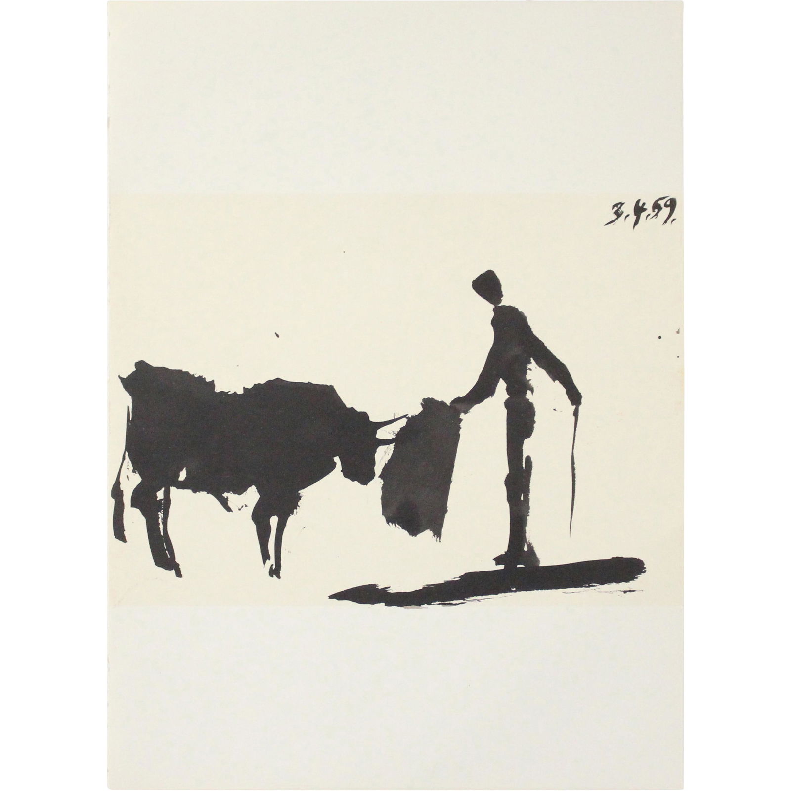Pablo Picasso Vintage Lithograph - Matador: Pablo Picasso Vintage Lithograph - Matador. Size: 14.5 x 11 image, 7.5 x 11 inside image