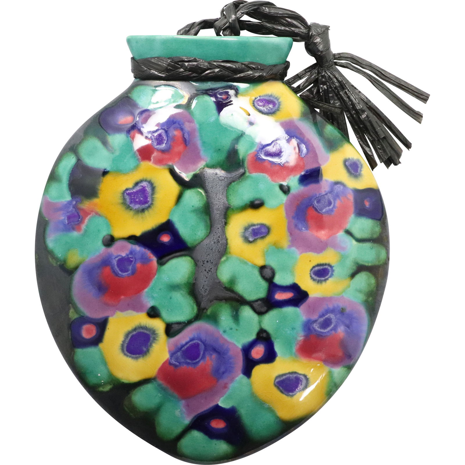 Colorful Abstract Israeli Art Pottery Wall Pocket Vase (1 of 9)