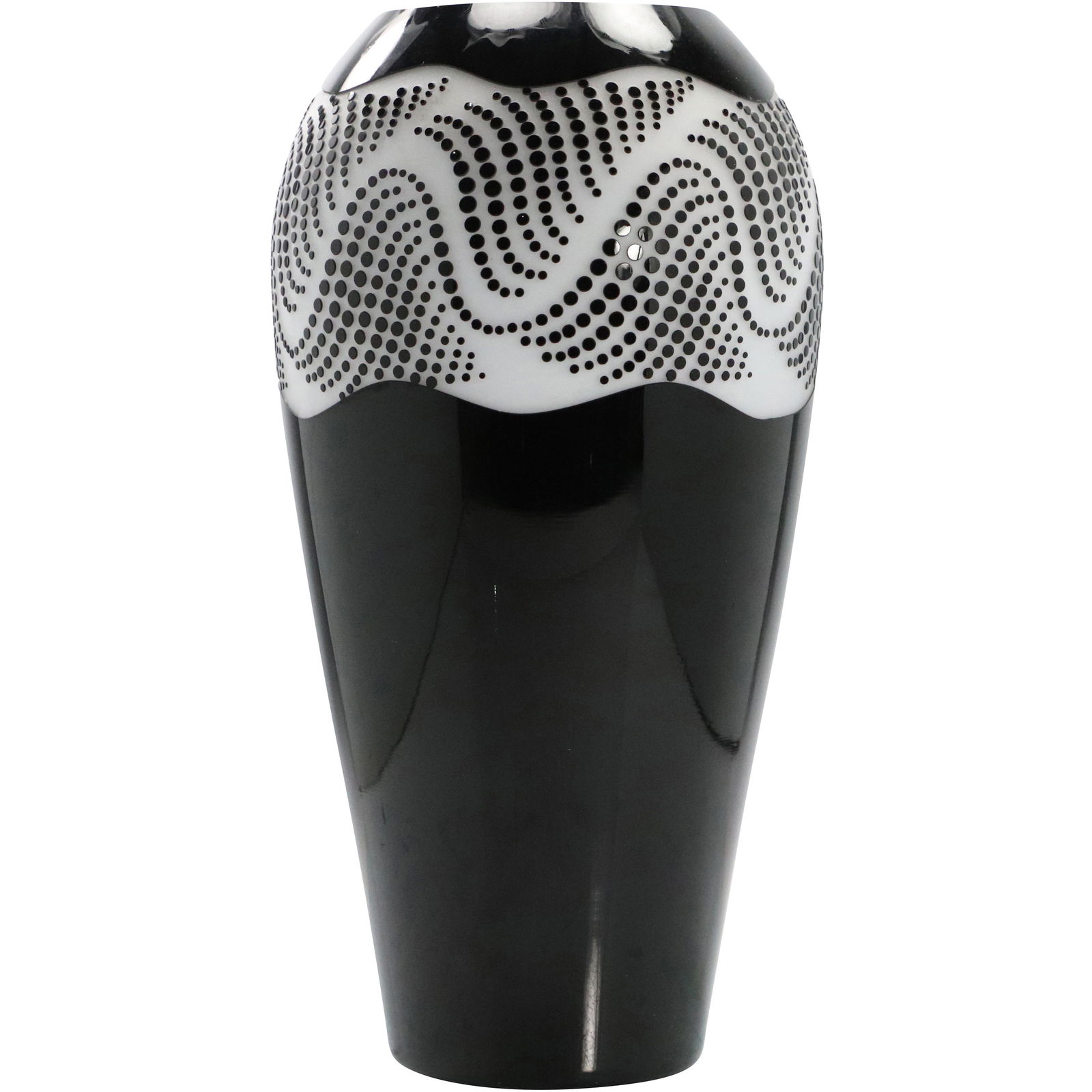Modern Design Cameo Cut Black and White Tall Glass Vase (1 of 8)