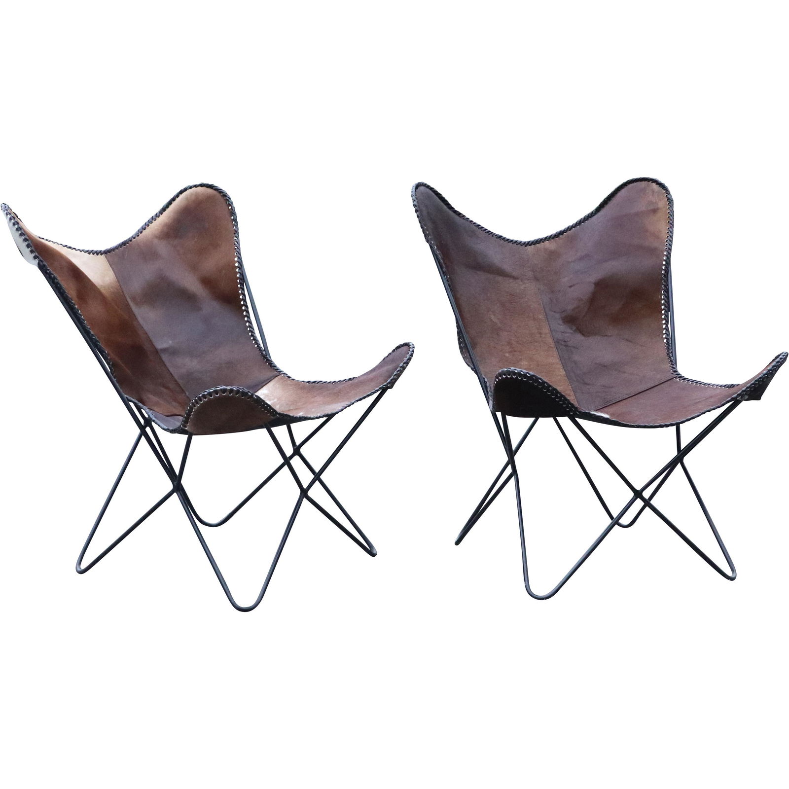 [2] Mid-Century Design Butterfly Chairs Cow Hide Covers (1 of 12)