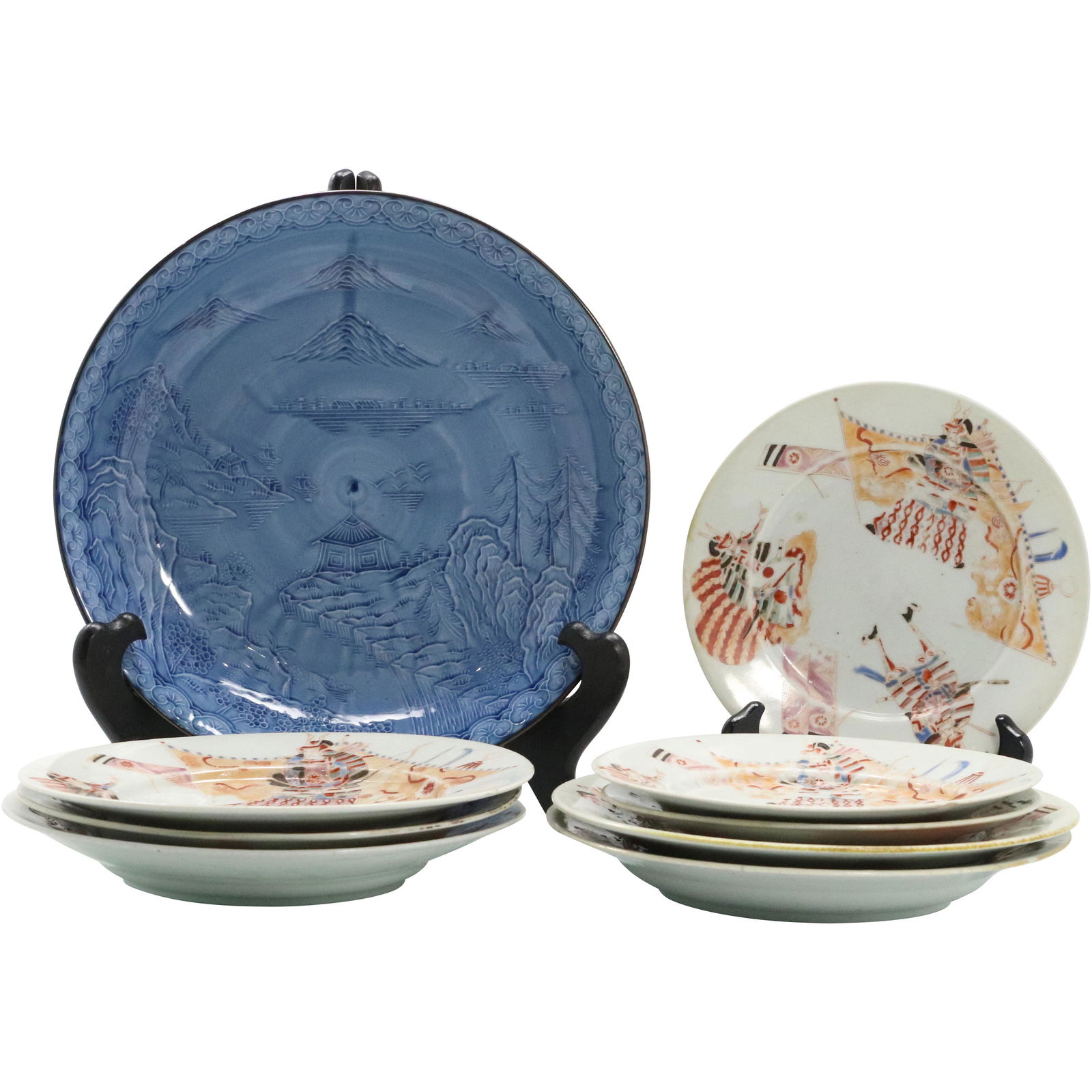 [9] Antique Signed Oriental Samurai Warrior Plates (1 of 12)