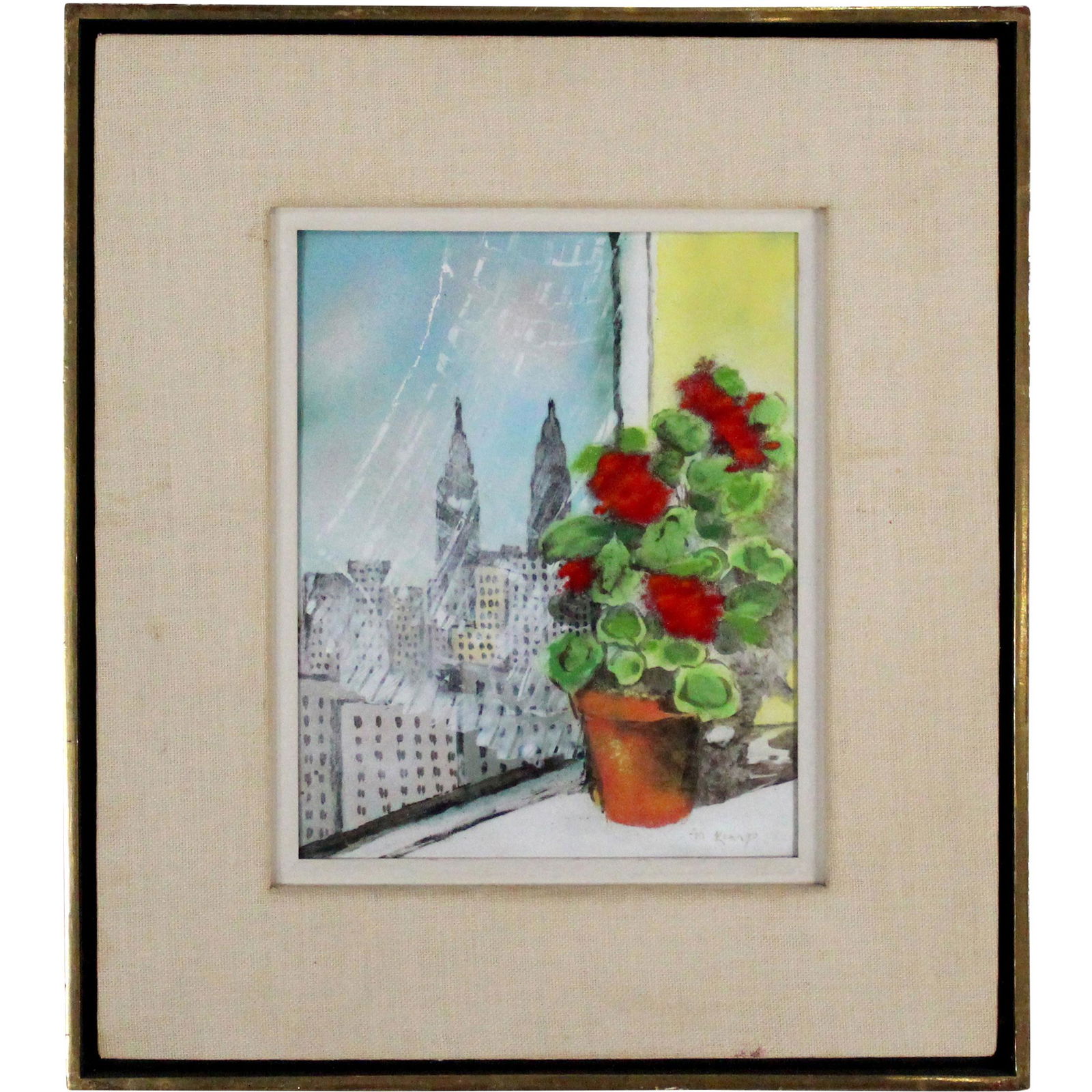 Max Karp 1916-1999, Oil Painting Flowers in Window NYC (1 of 10)