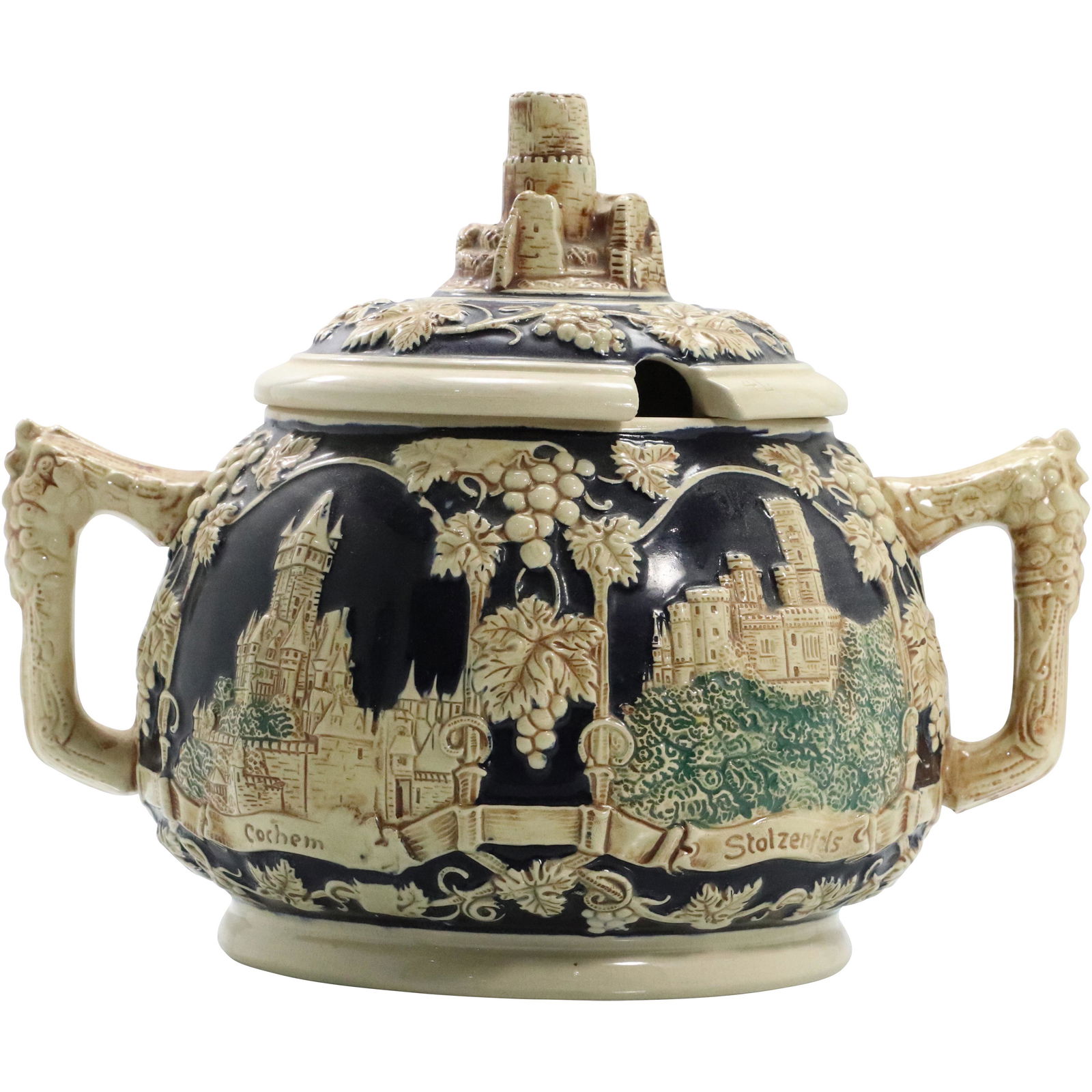 German Stoneware Covered Tureen with Castle Scenes (1 of 11)