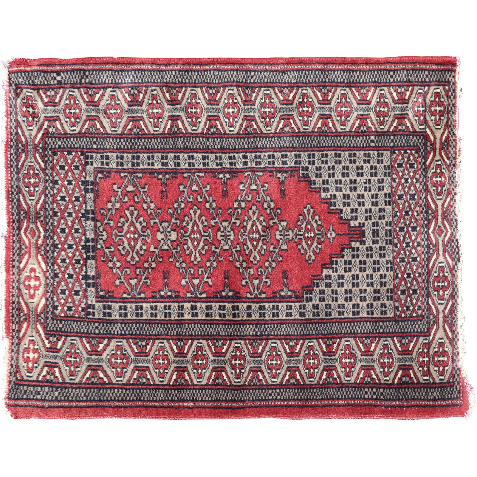 Oriental Persian Prayer Rug, Red, Hand Made Wool (1 of 7)