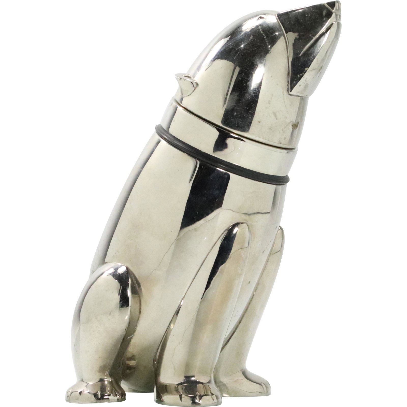 Unique Chrome Metal Polar Bear Figure Container: Unique Chrome Metal Polar Bear Figure Container. Size: 10.5 x 7.5 x 5.5