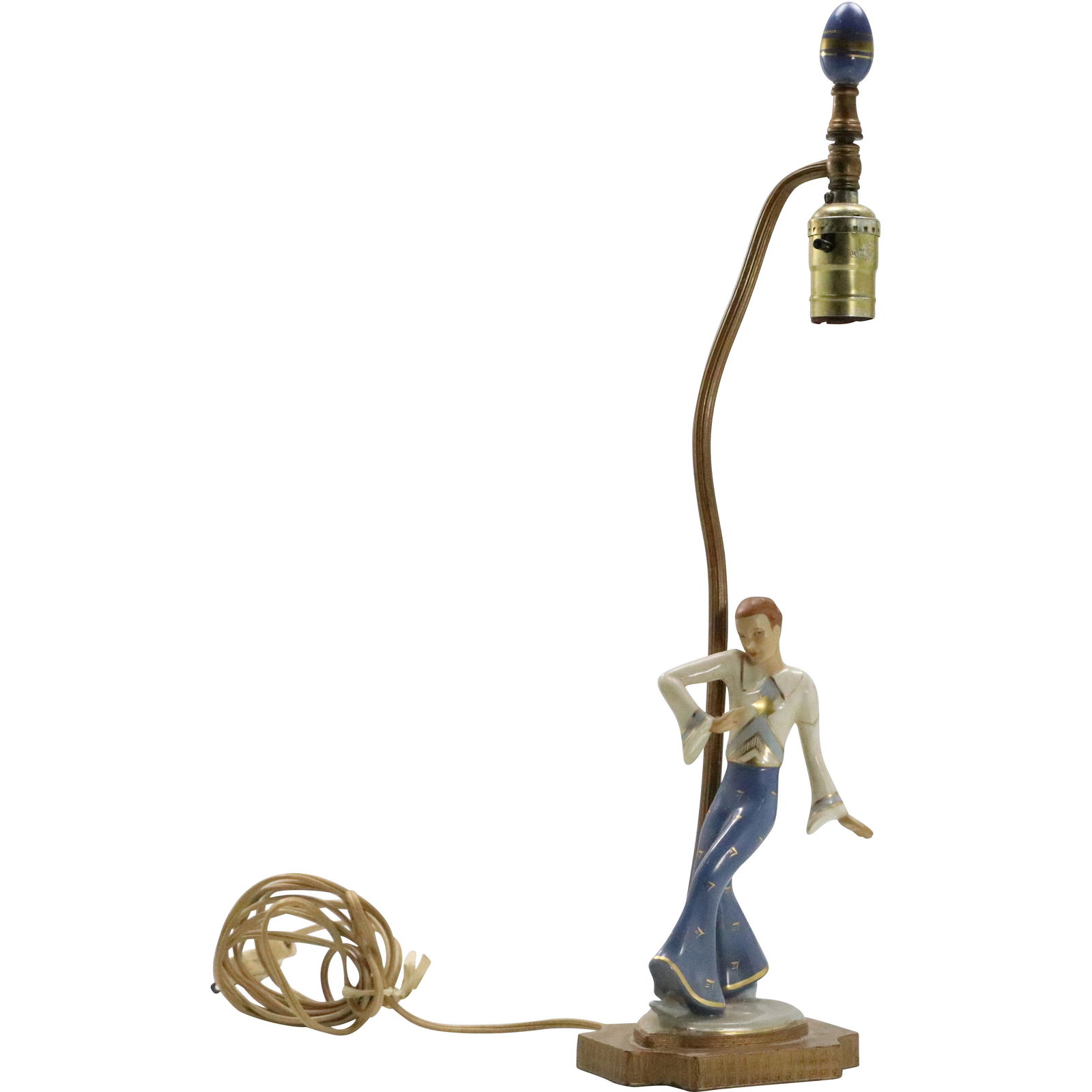 Mid-Century Modern Porcelain Dancing Man Table Lamp (1 of 9)
