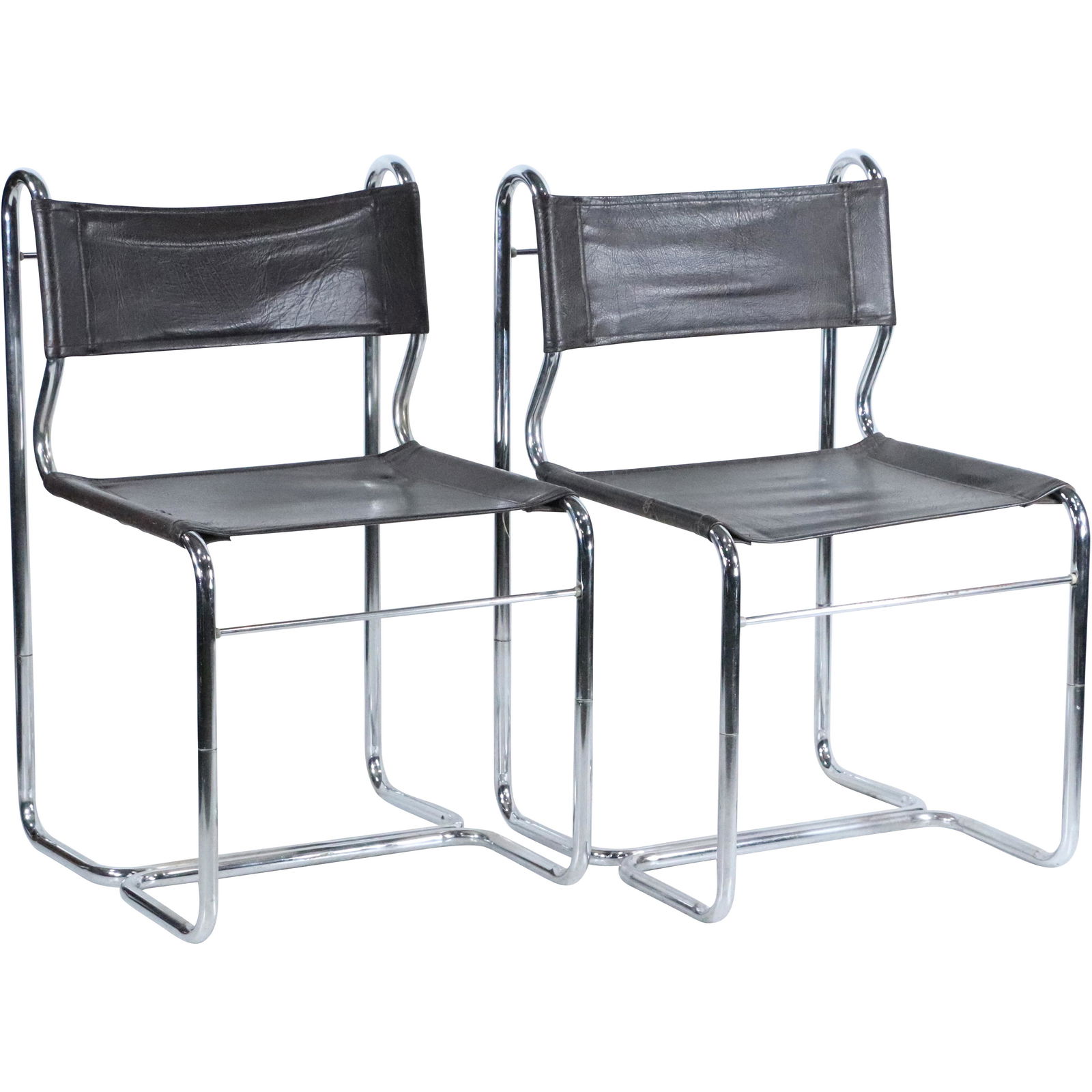 Pair Mid-Century Modern Tubular Chrome Chairs (1 of 11)