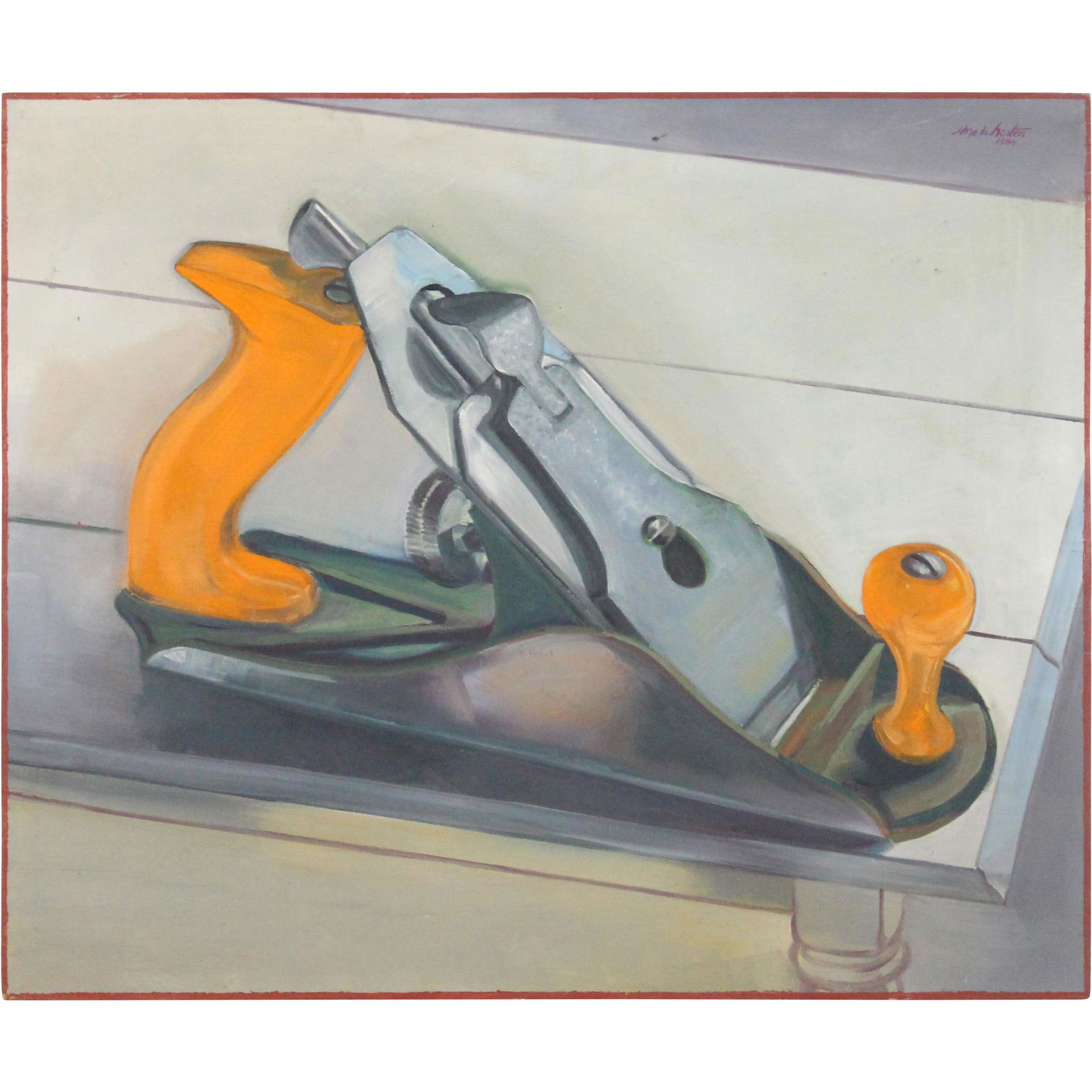 J McWhorter 1984, Oil/b "Wood Plane" Oil Painting (1 of 14)