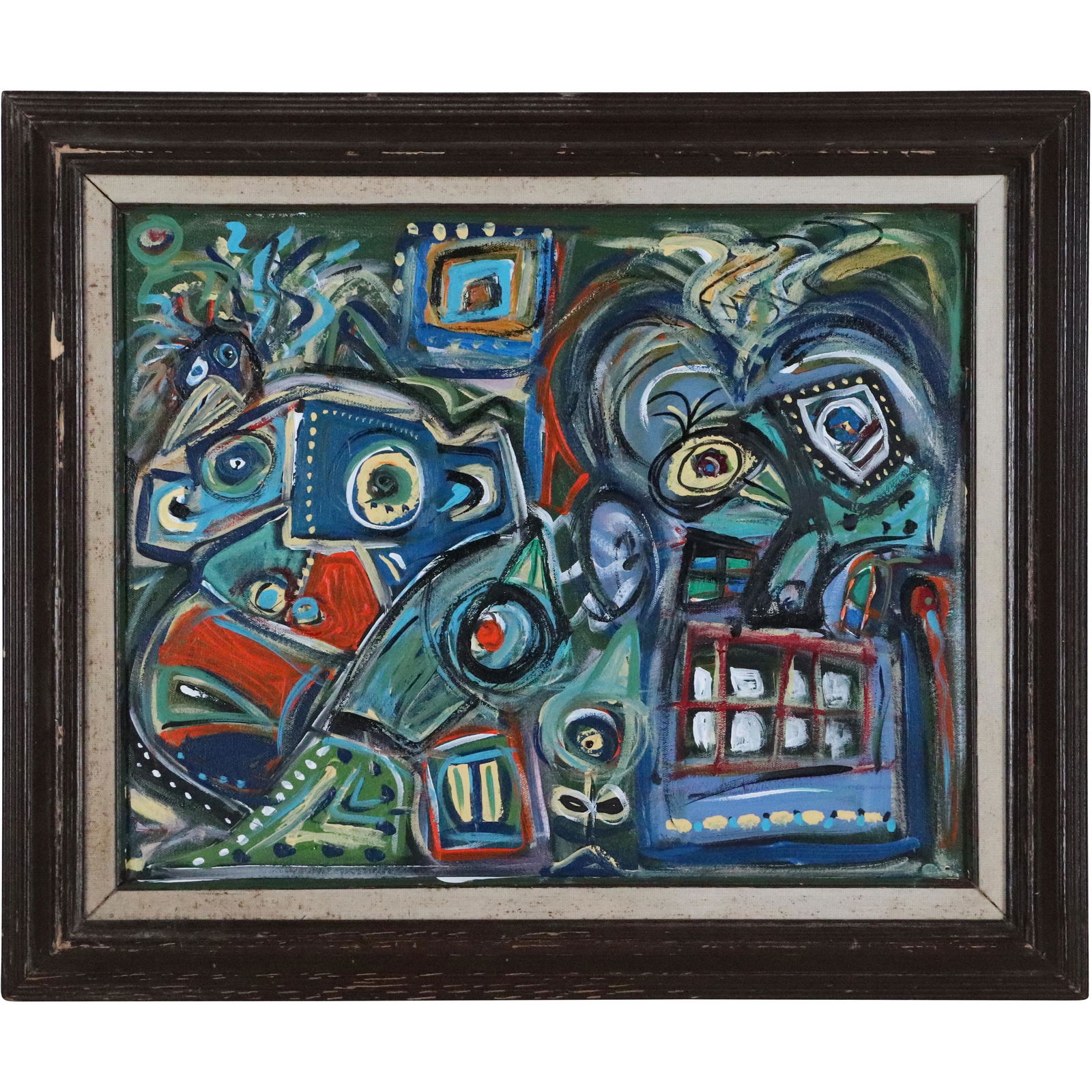Martin, 20th C.  "Monkey Men" Abstract Oil Painting (1 of 12)