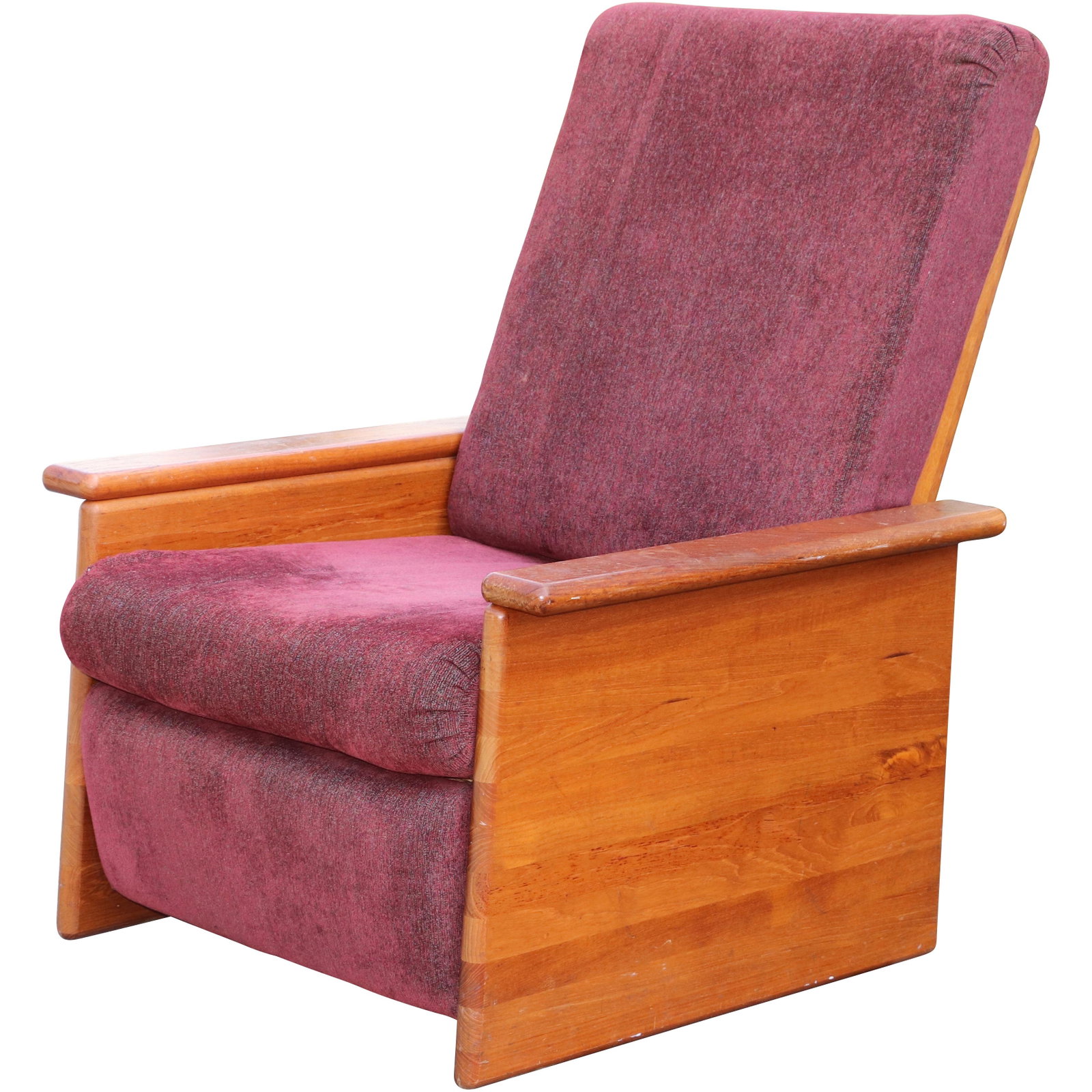 2 Made in DENMARK Mid-Century Teak Reclining Chairs: 2 Made in DENMARK Mid-Century Teak Reclining Chairs - Original Danish metal tags. Size: 36h x 24l x 28w