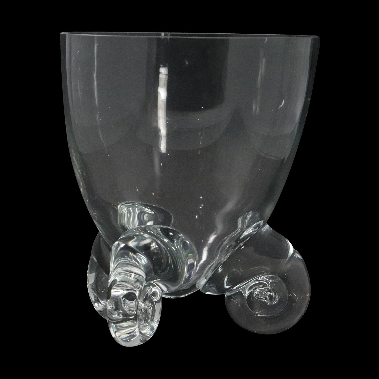 Mid-Century Modern Crystal Glass Bowl -Vase Curled Feet (1 of 6)