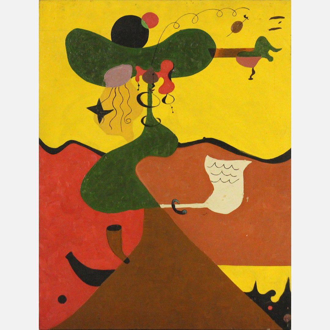 Attributed MIRO, Abstract Surrealism Oil Painting (1 of 4)