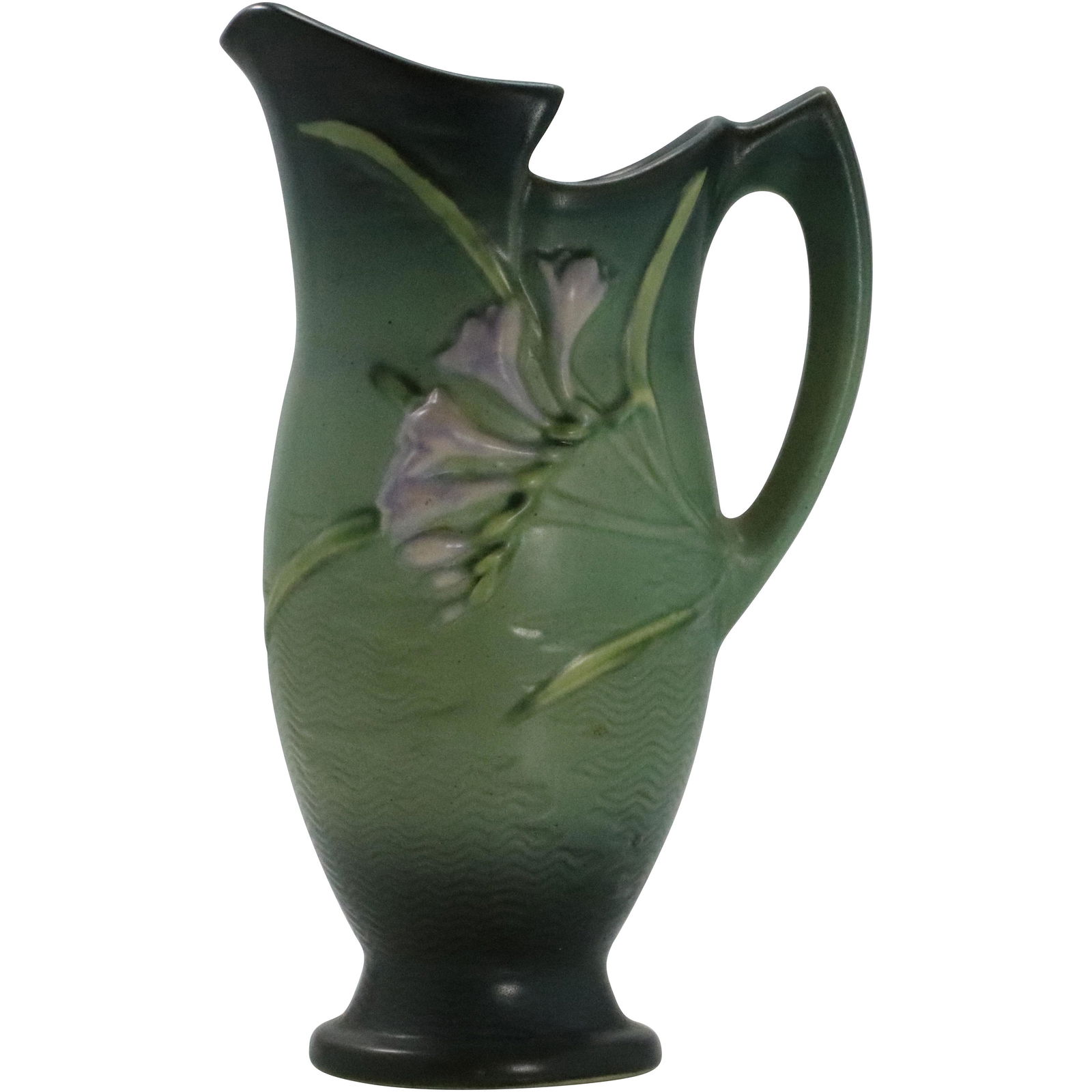 ROSEVILLE FREESIA  Art Pottery Pitcher 20-10, Green (1 of 8)