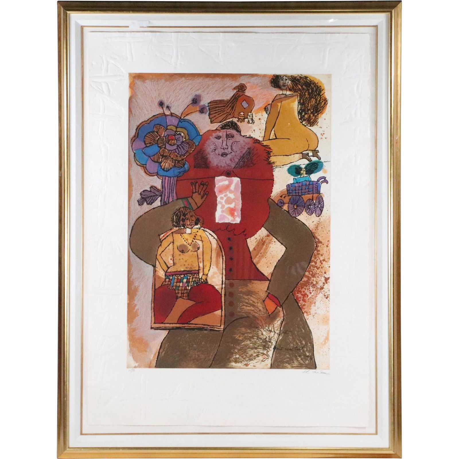 Theo Tobiasse 1927-2012, Lithograph Abstract Figures (1 of 17)