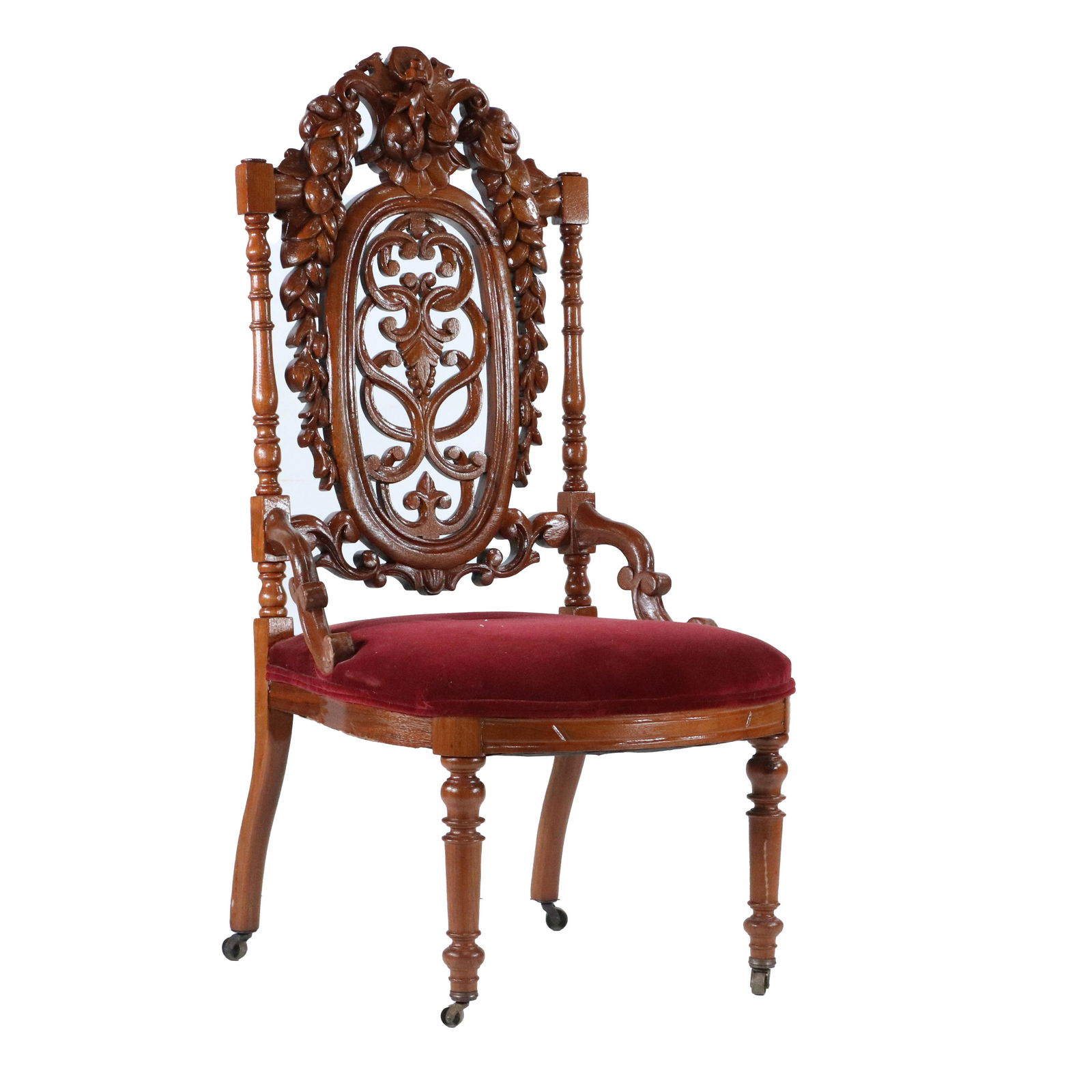 J&JW Meeks Carved Victorian Parlor / Music Room Chair (1 of 10)