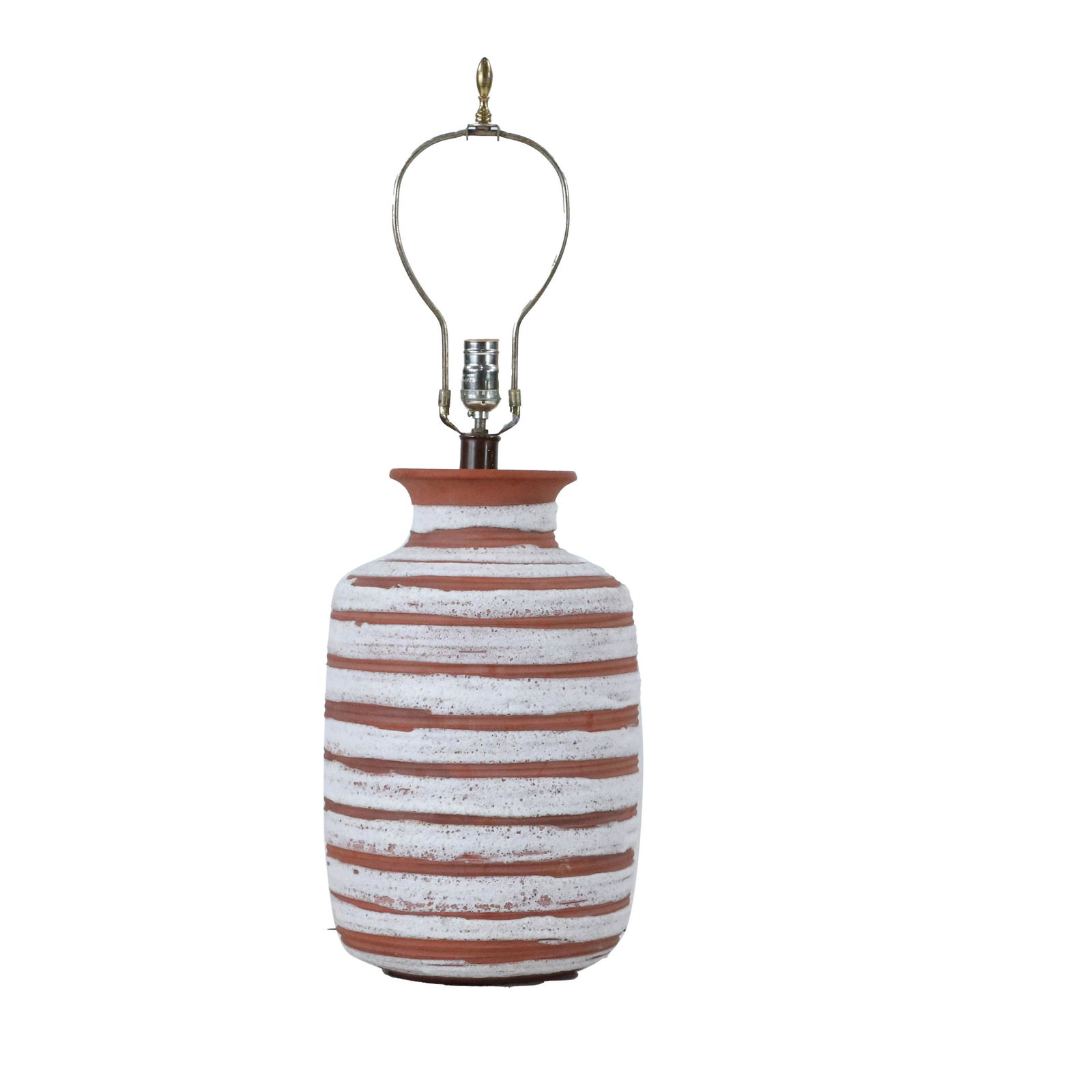 Mid-Century Modern Redware Pottery and White Glaze Lamp (1 of 8)