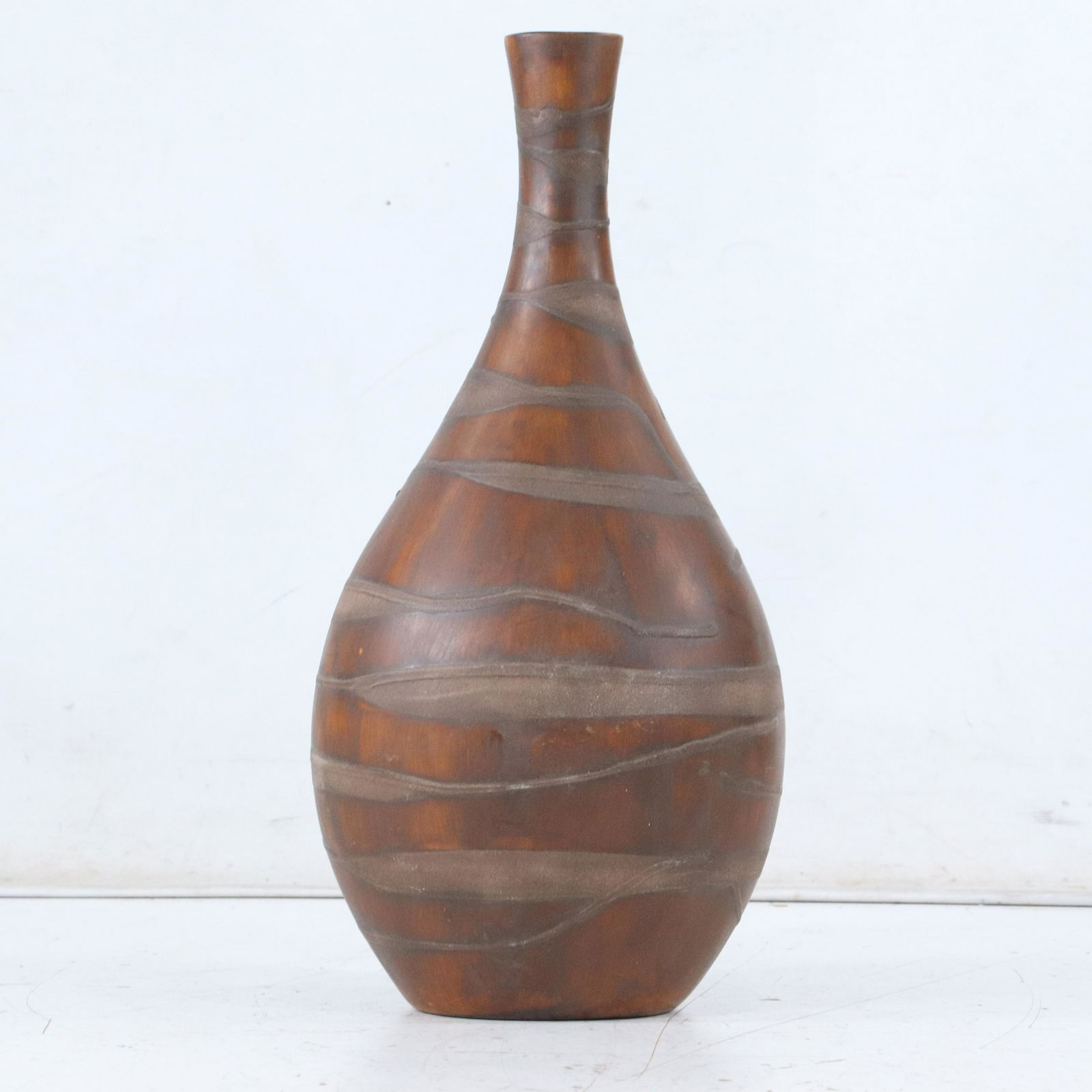 Mid-Century Design Ceramic Tall Vase Decorated Browns (1 of 8)