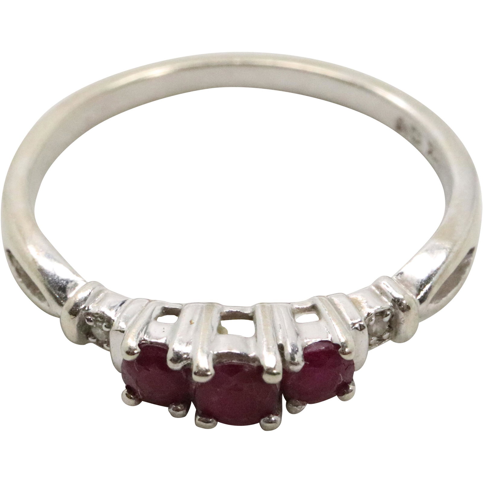 14K White Gold Rubies and Diamonds Ring Size 7 (1 of 6)