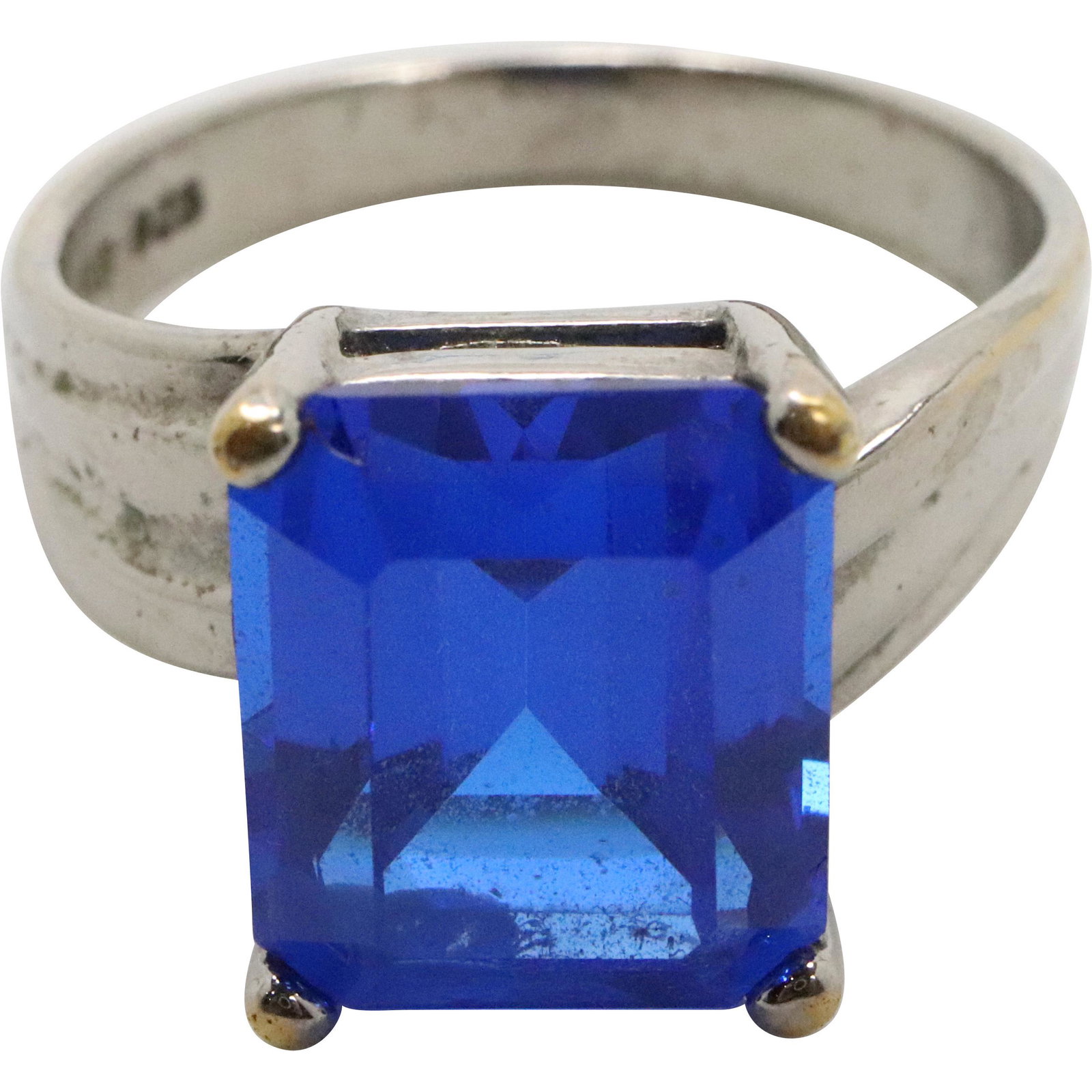 .925 Sterling Silver Blue Sapphire Ring Size 9 (1 of 6)