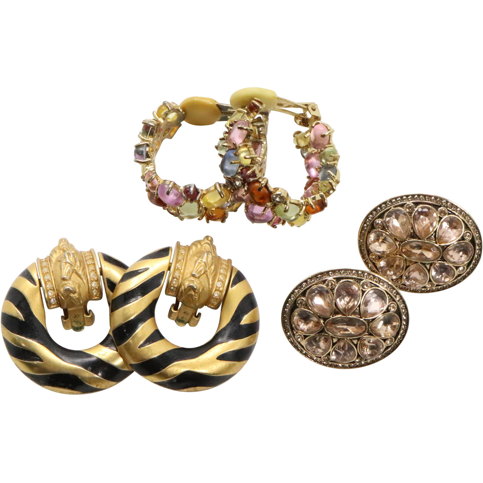 Elizabeth Taylor Multi Color Rhinestone Earrings, Other (1 of 12)