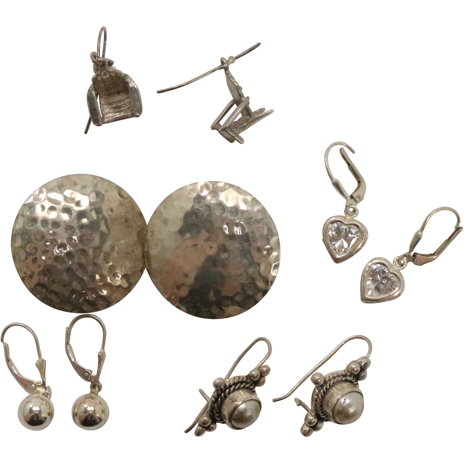 [5] Pairs Assorted Sterling Silver Earrings - Variety (1 of 11)