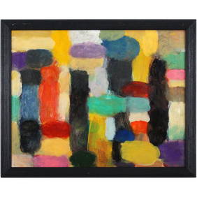 Colorful Abstract Composition Oil on Canvas Painting (1 of 7)