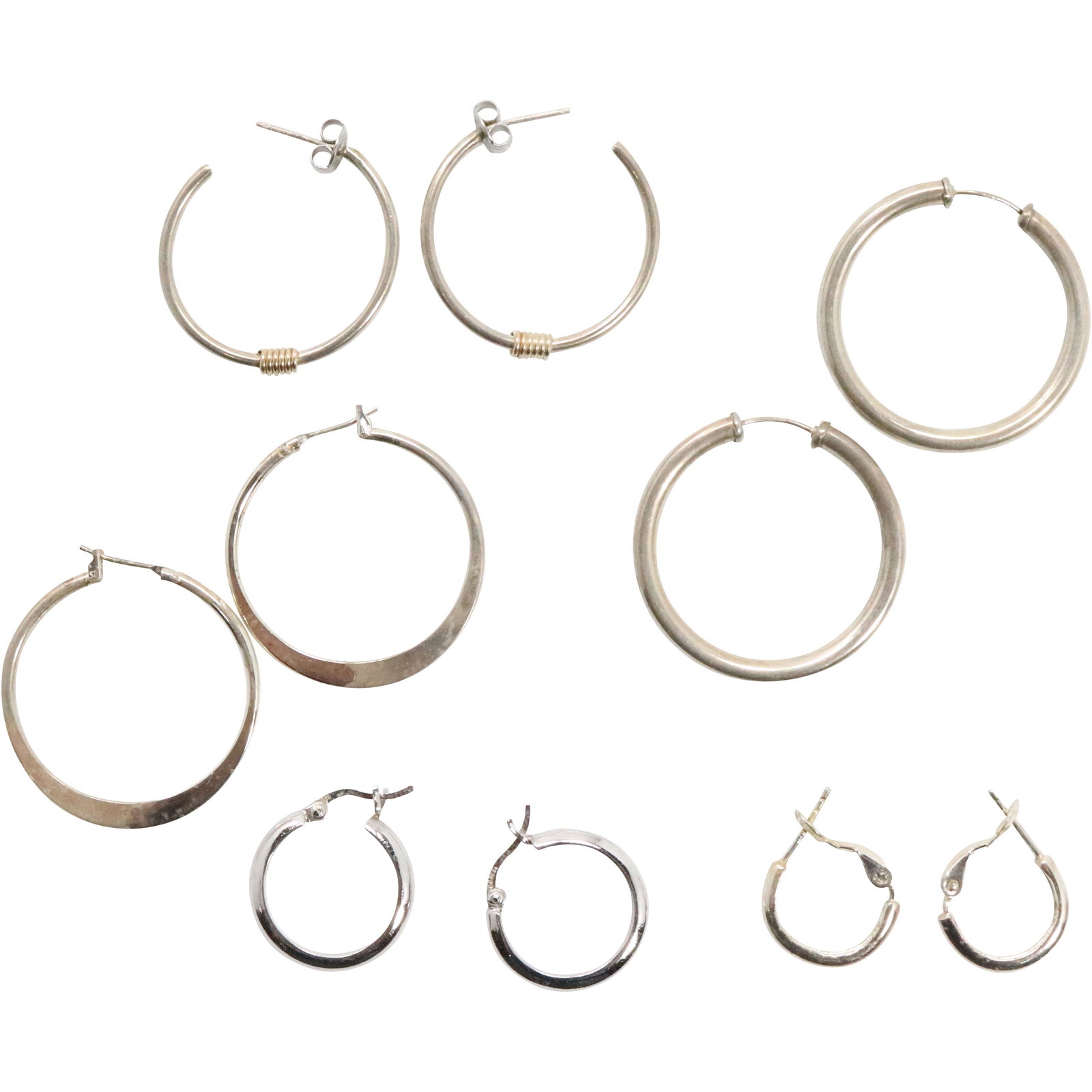 [5] Assorted Sterling Silver Hoop Earrings (1 of 9)