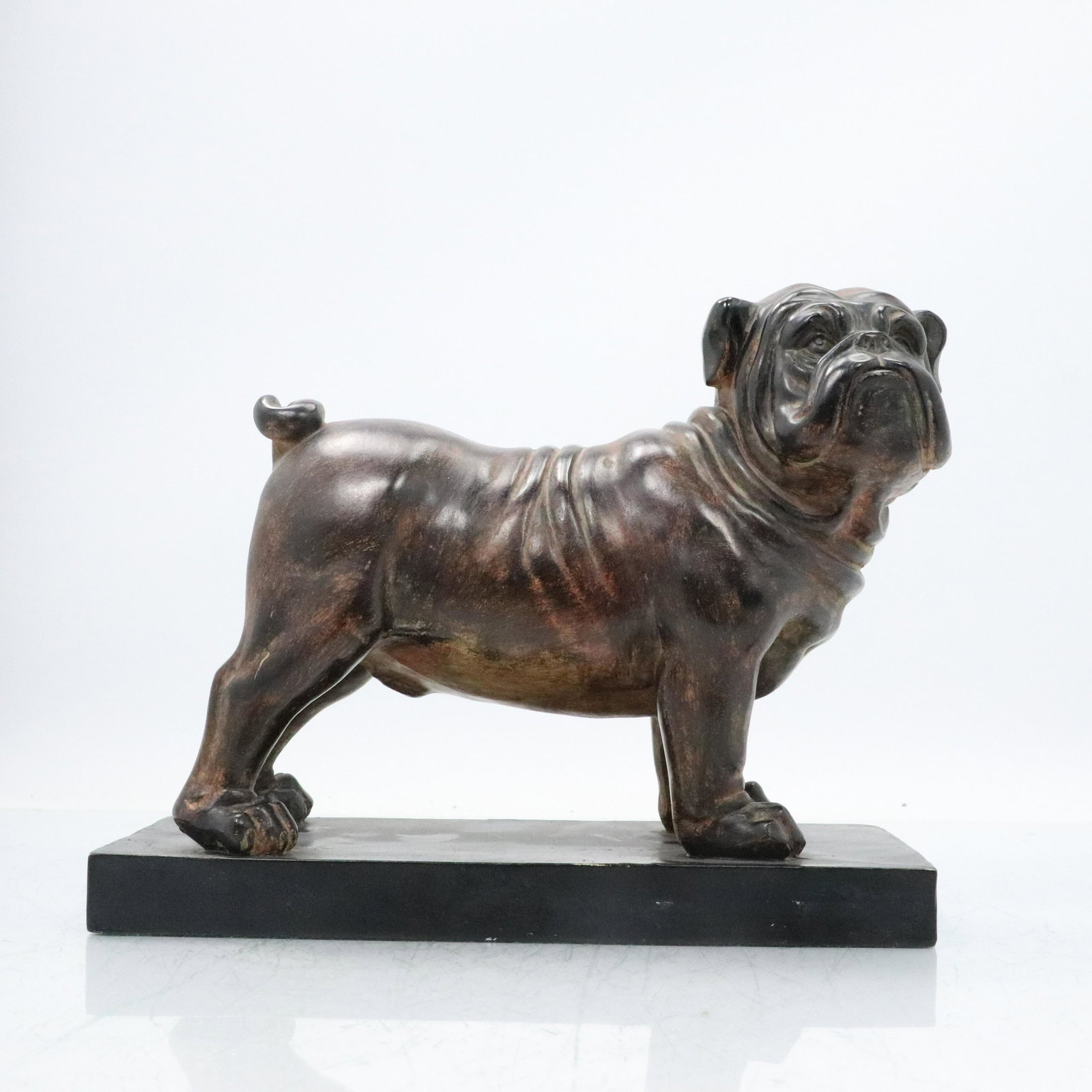 Brown Pug Dog Statue Figure Hard Composition Resin (1 of 8)