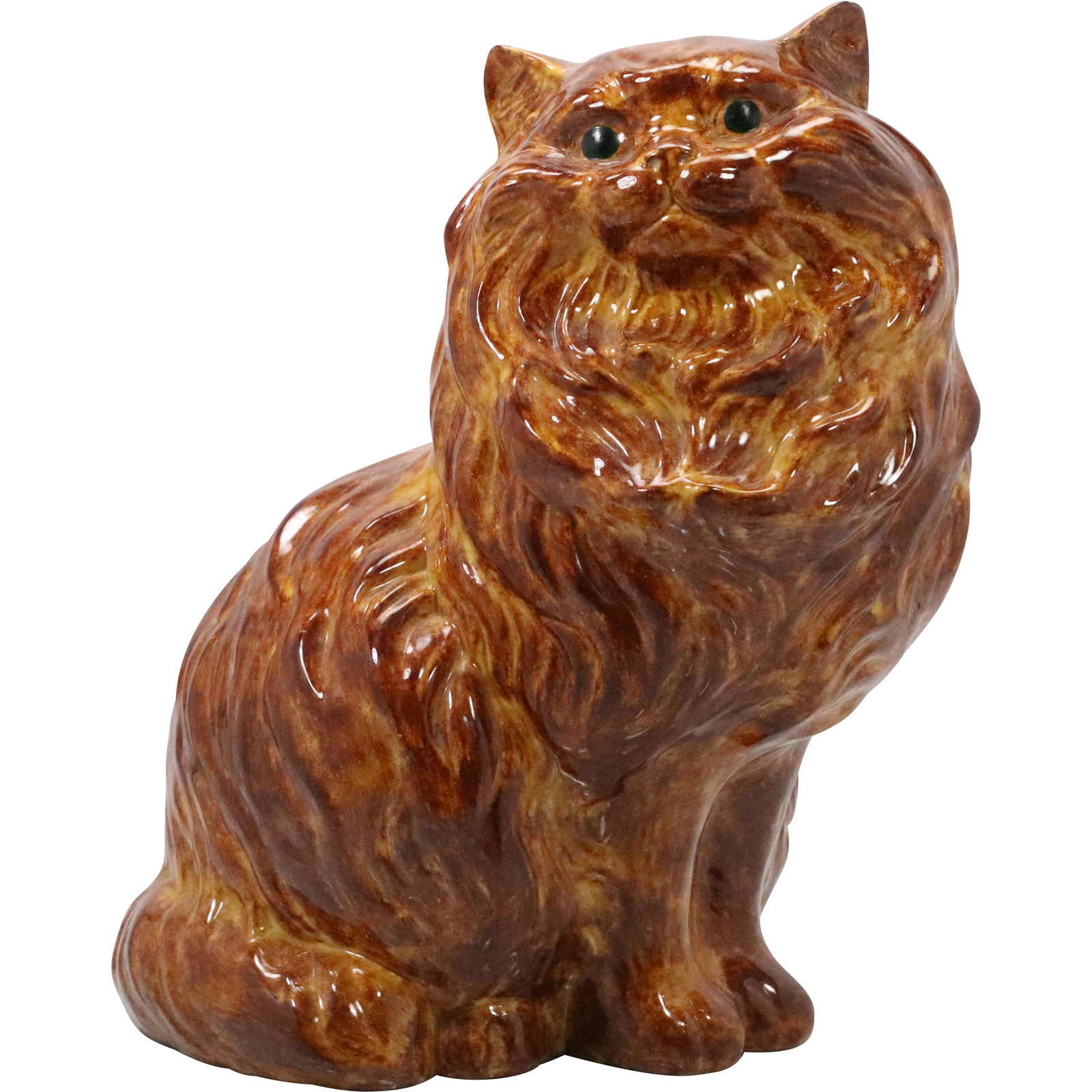 Large Orange Glazed Ceramic Cat Statue (1 of 9)