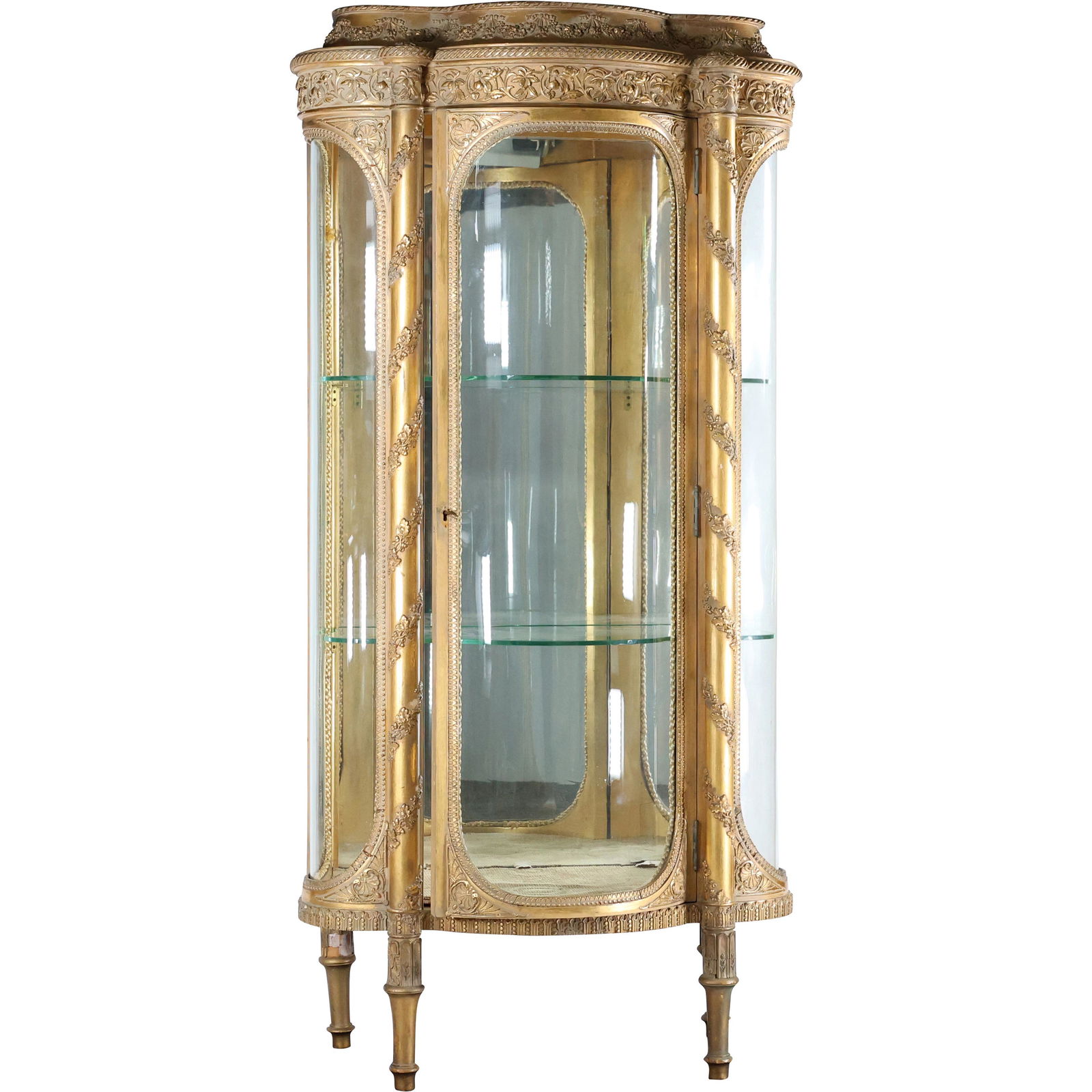 Fabulous Antique French Standing Vitrine Curved Glass (1 of 20)