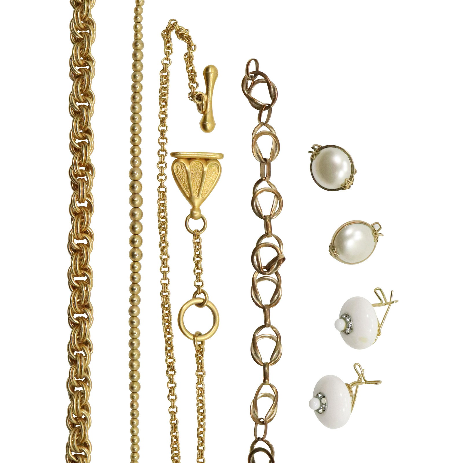 14K GF Bracelet; 3 Gold Tone Necklaces; 2 Pr. Earrings (1 of 15)