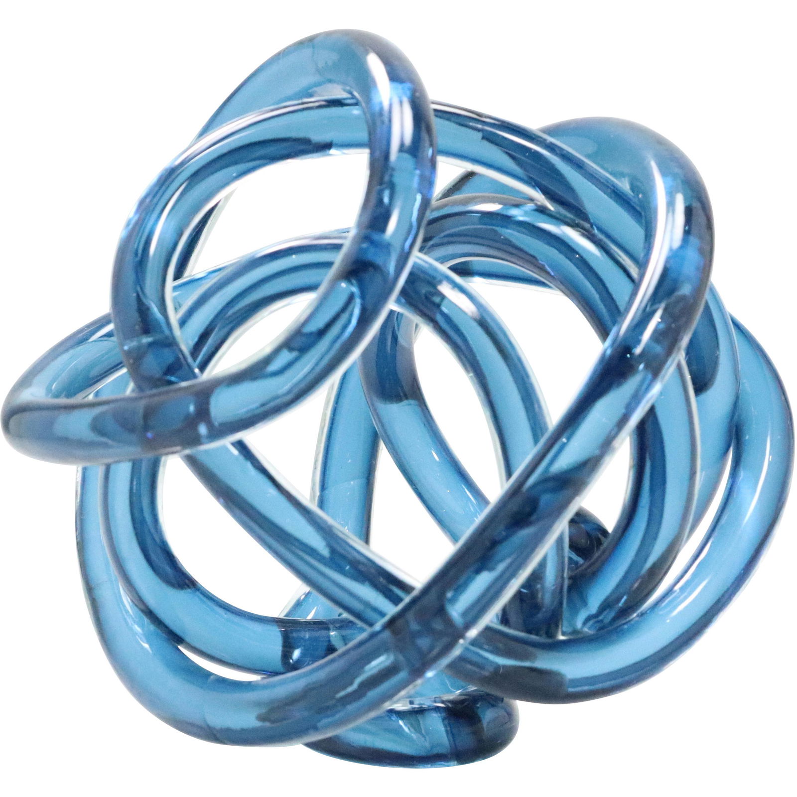 Modern Design Teal Blue Glass Knot Sculpture (1 of 5)