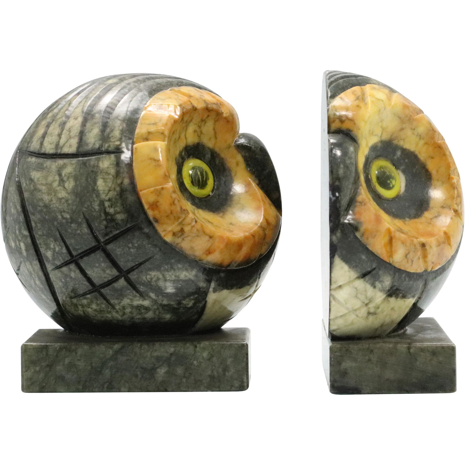 Mid-Century Marble Owl Head Figure Bookends (1 of 9)