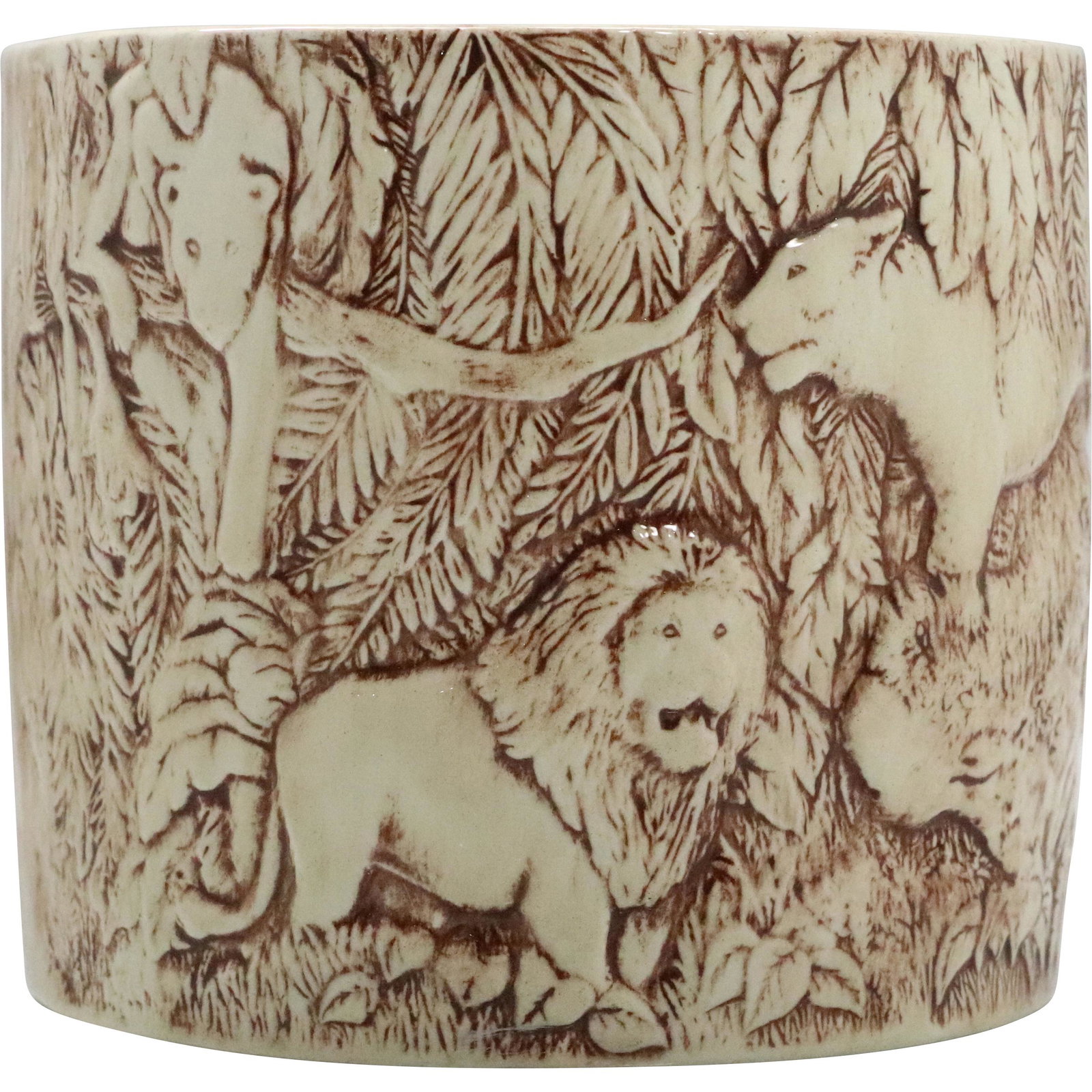 Duncan Ceramics Prod. Wild Animals in Jungle Jardinere: Duncan Ceramics Prod. Wild Animals in Jungle Jardinere. Size: 5.25 h 6.6 w