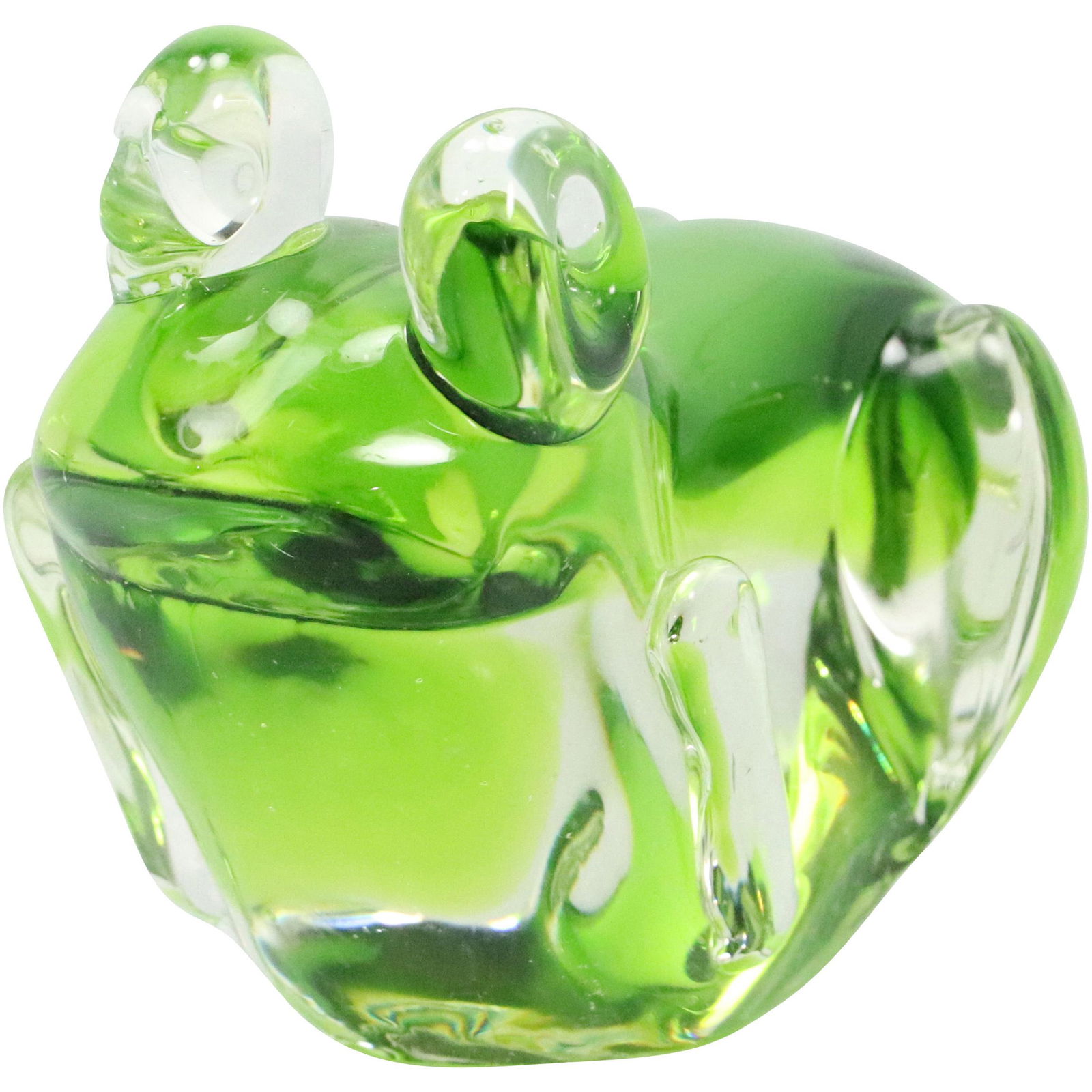 Mid-Century Modern Green Art Glass Frog Sculpture (1 of 6)