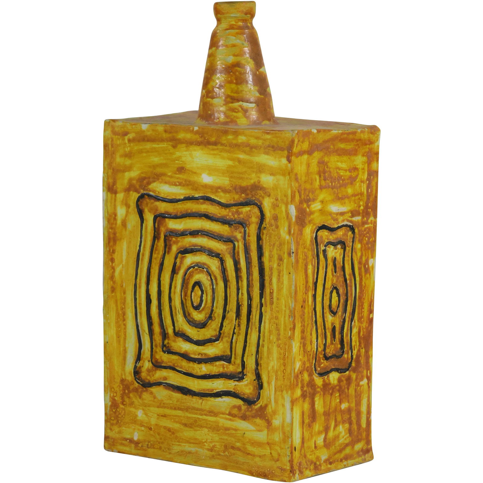 Mid-Century Modern Square Abstract Yellow Vase "Ora" (1 of 11)
