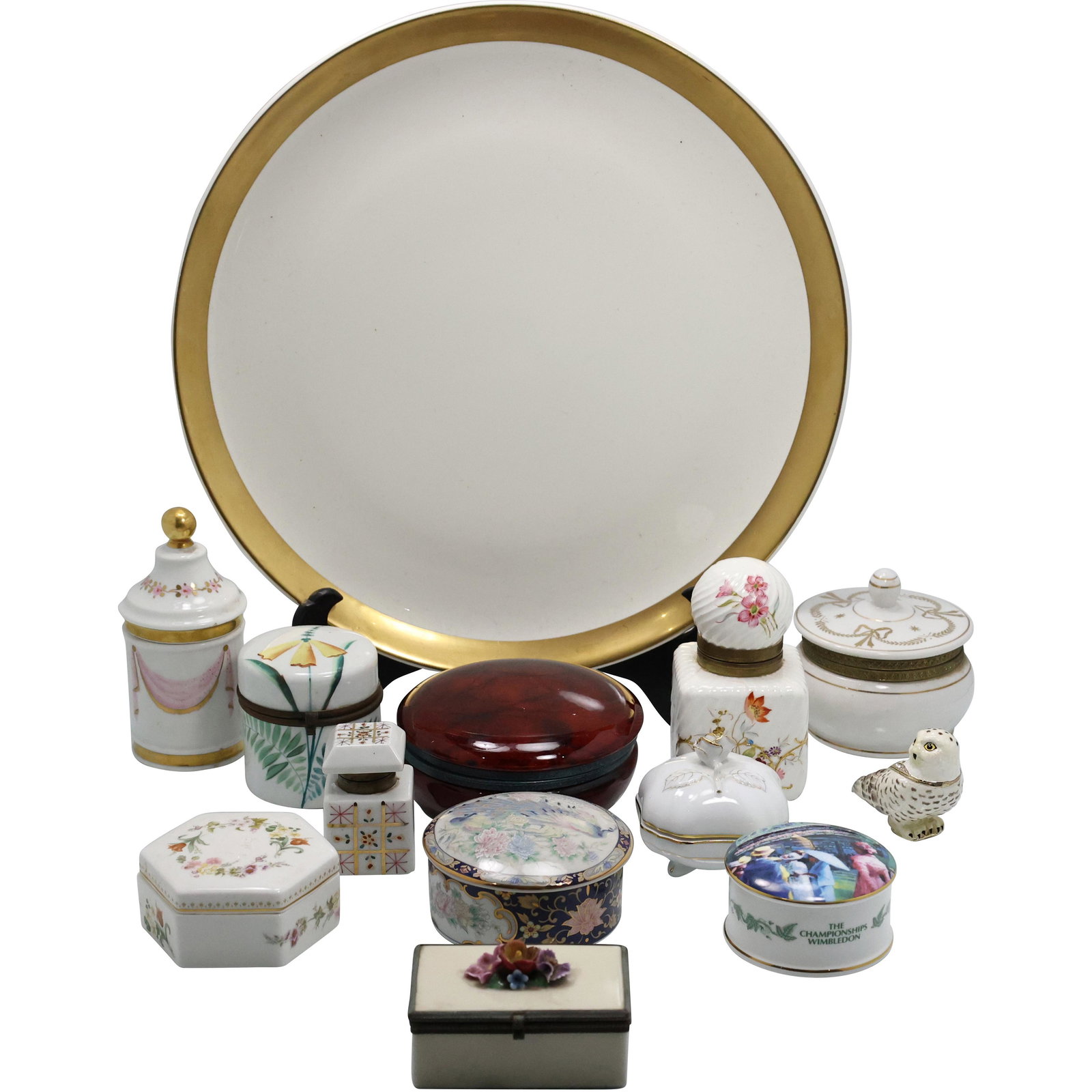 12 Assorted Dresser Boxes and Jars with Porcelain Tray (1 of 13)