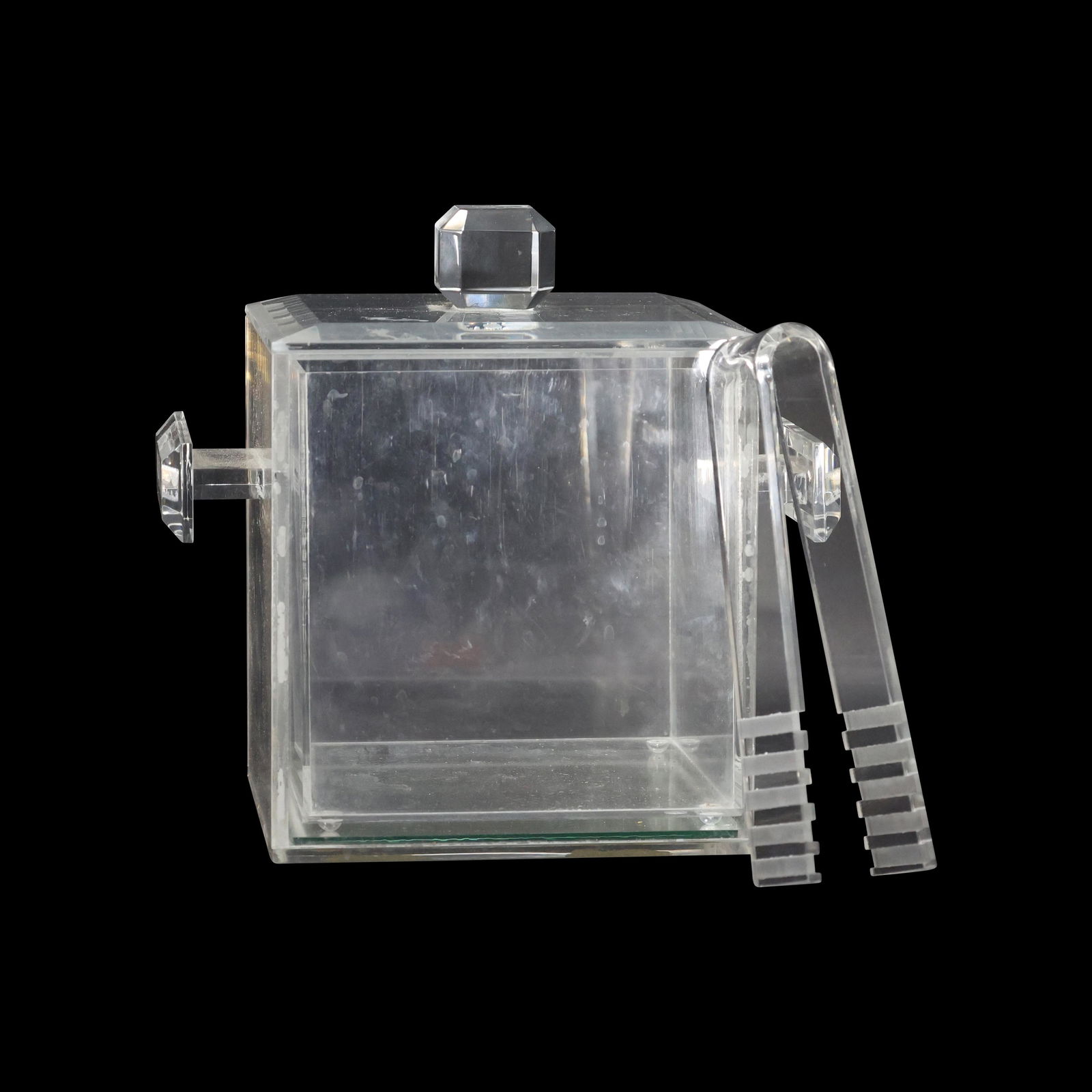 Mid-Century Modern Lucite Ice Bucket with Tongs (1 of 6)