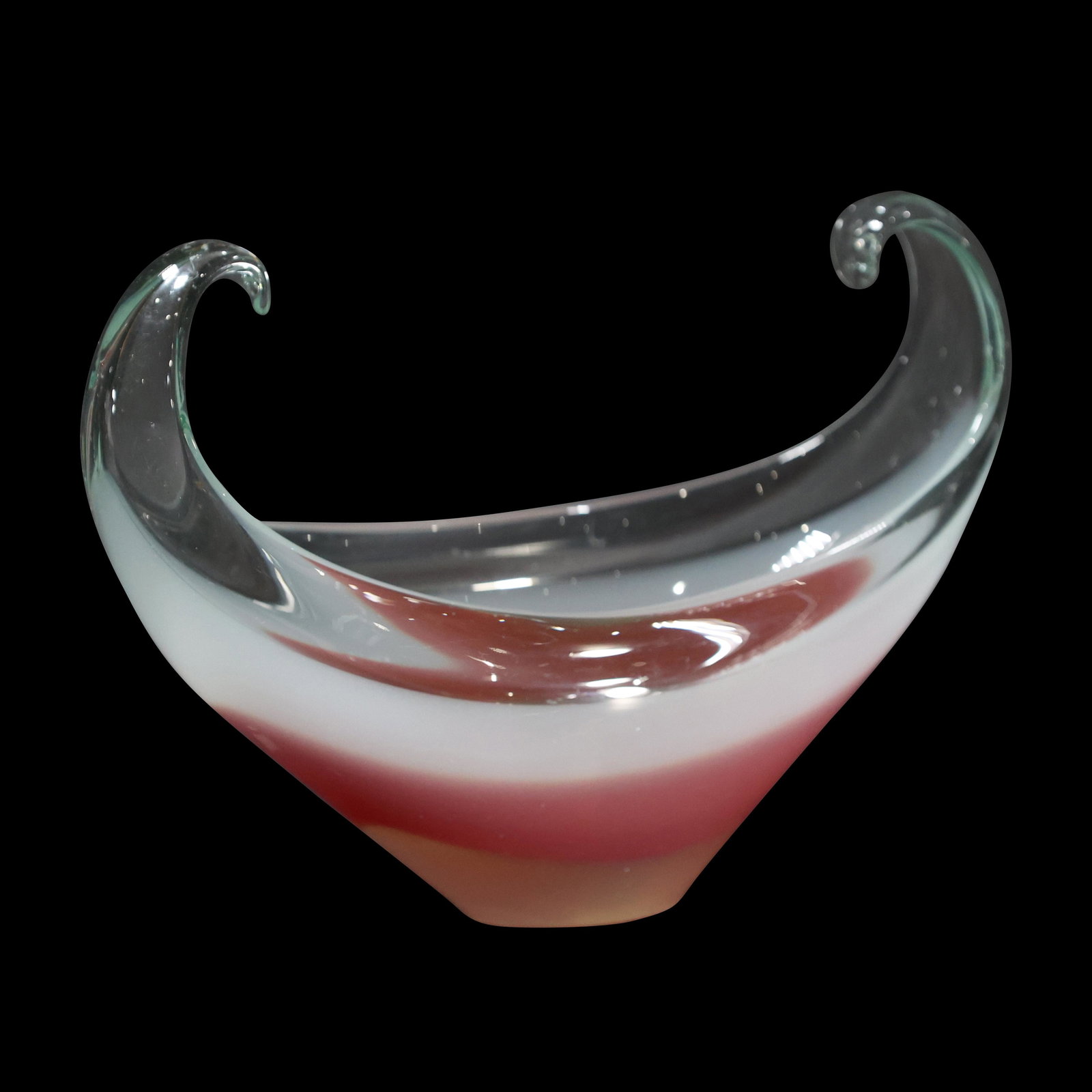 Mid-Century Modern Murano Art Glass Curl Sides Basket (1 of 5)